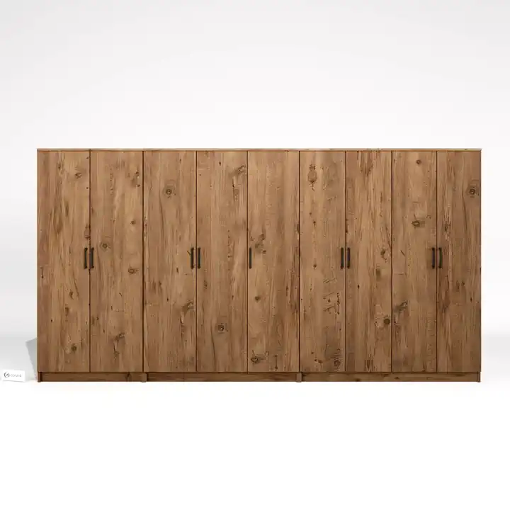 Kardelen Serisi Atlantik Çam 9 Kapaklı 14 Raflı 340 Cm Elbise Dolabı - Gardırop Seti