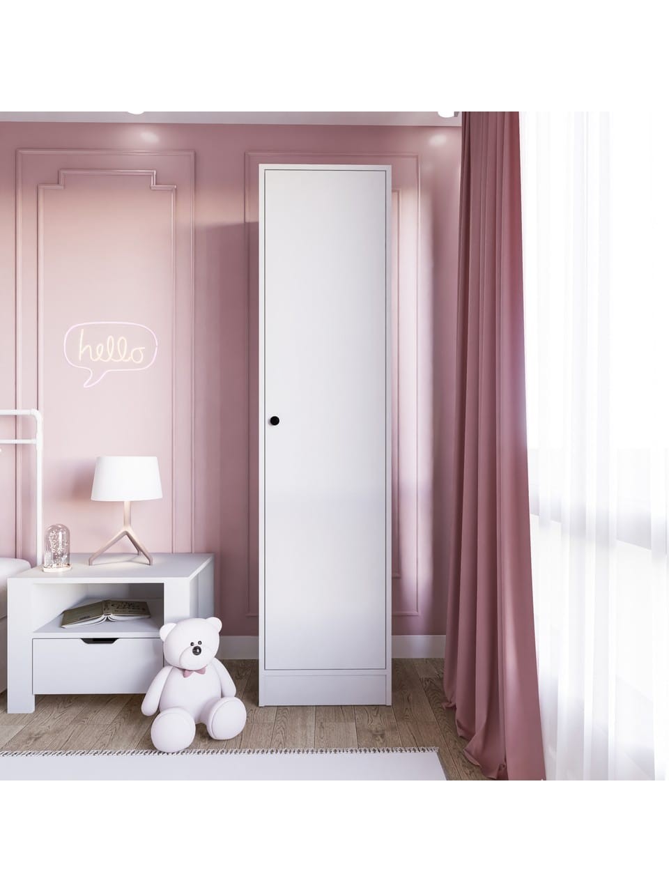 Daisy 45 Cm Beyaz Tek Kapılı Elbise Dolabı - Gardırop