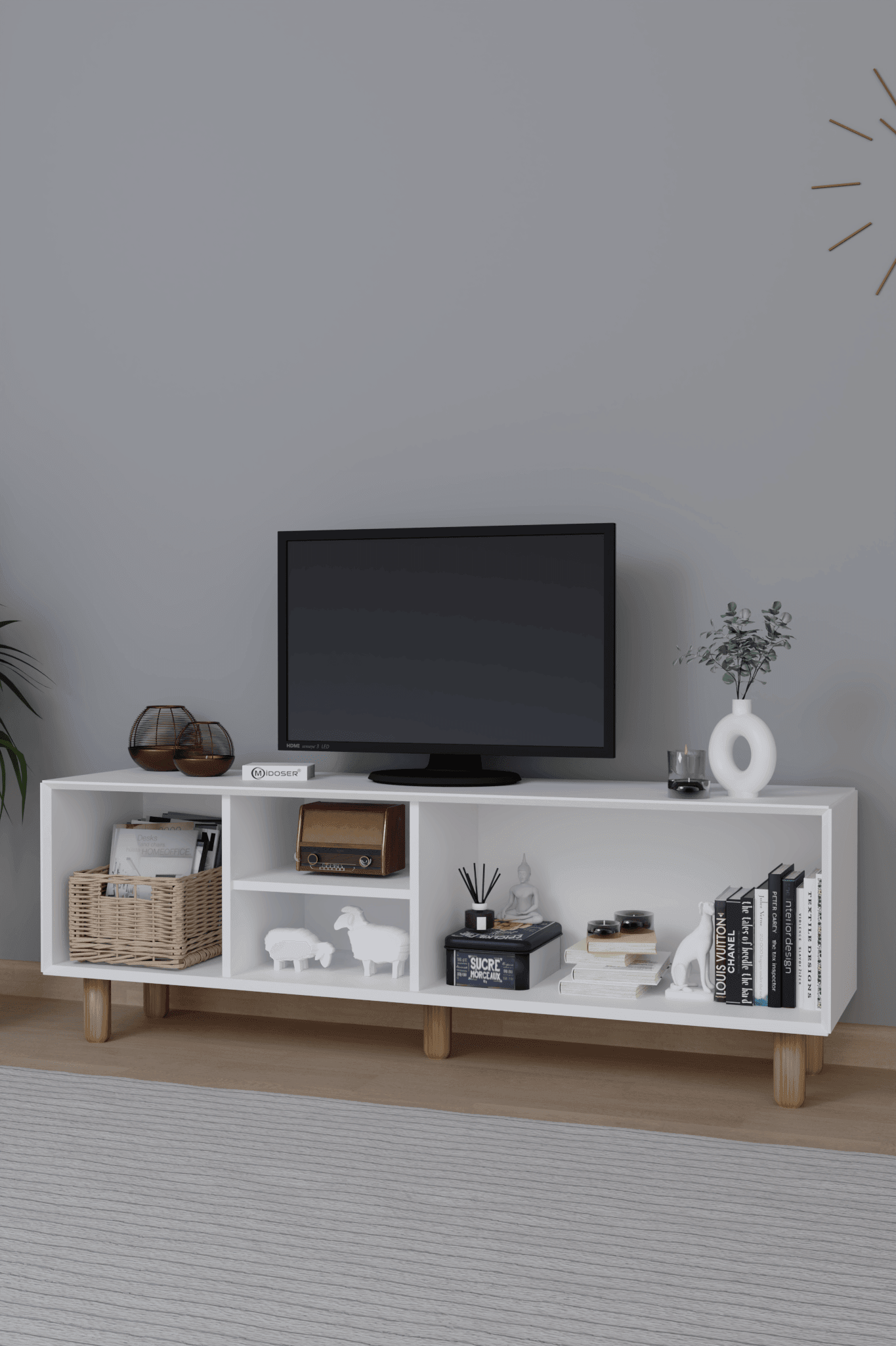 Bohem Serisi Natura Mat Beyaz Tv Ünitesi