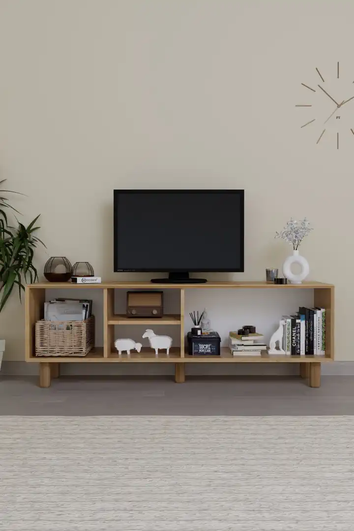 Bohem Serisi Natura Ceviz-Meşe Pvc Hasır Desen Tv Ünitesi