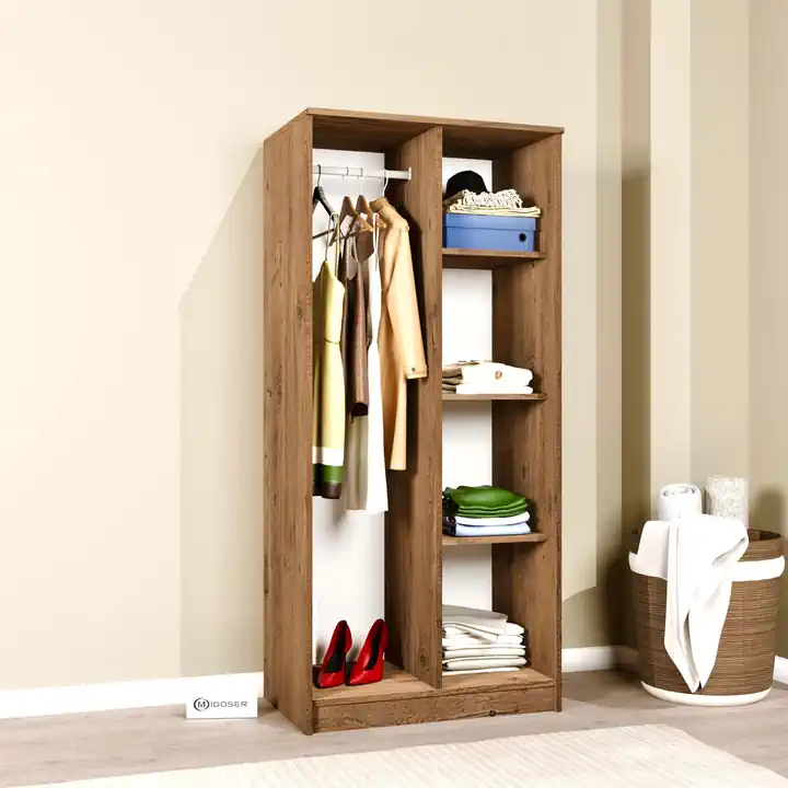 Kardelen Serisi Atlantik Çam 2 Kapaklı 4 Raflı 80 Cm Elbise Dolabı