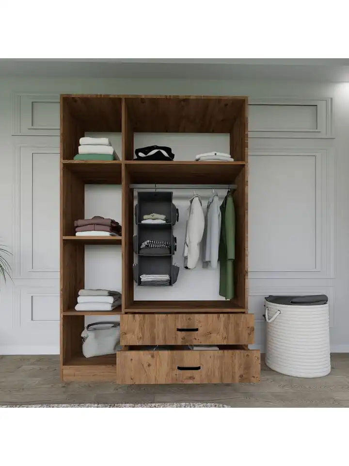 Yaman Çam 3 Kapılı 2 Çekmeceli Elbise Dolabı - Gardırop