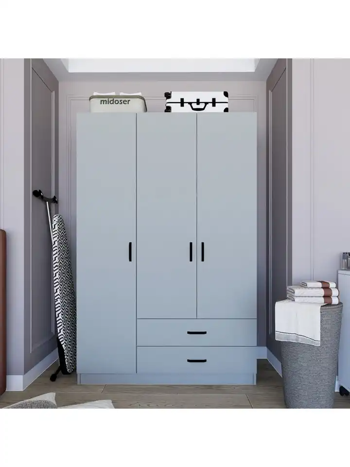 Yaman Luna 3 Kapılı 2 Çekmeceli Elbise Dolabı-Gardrop