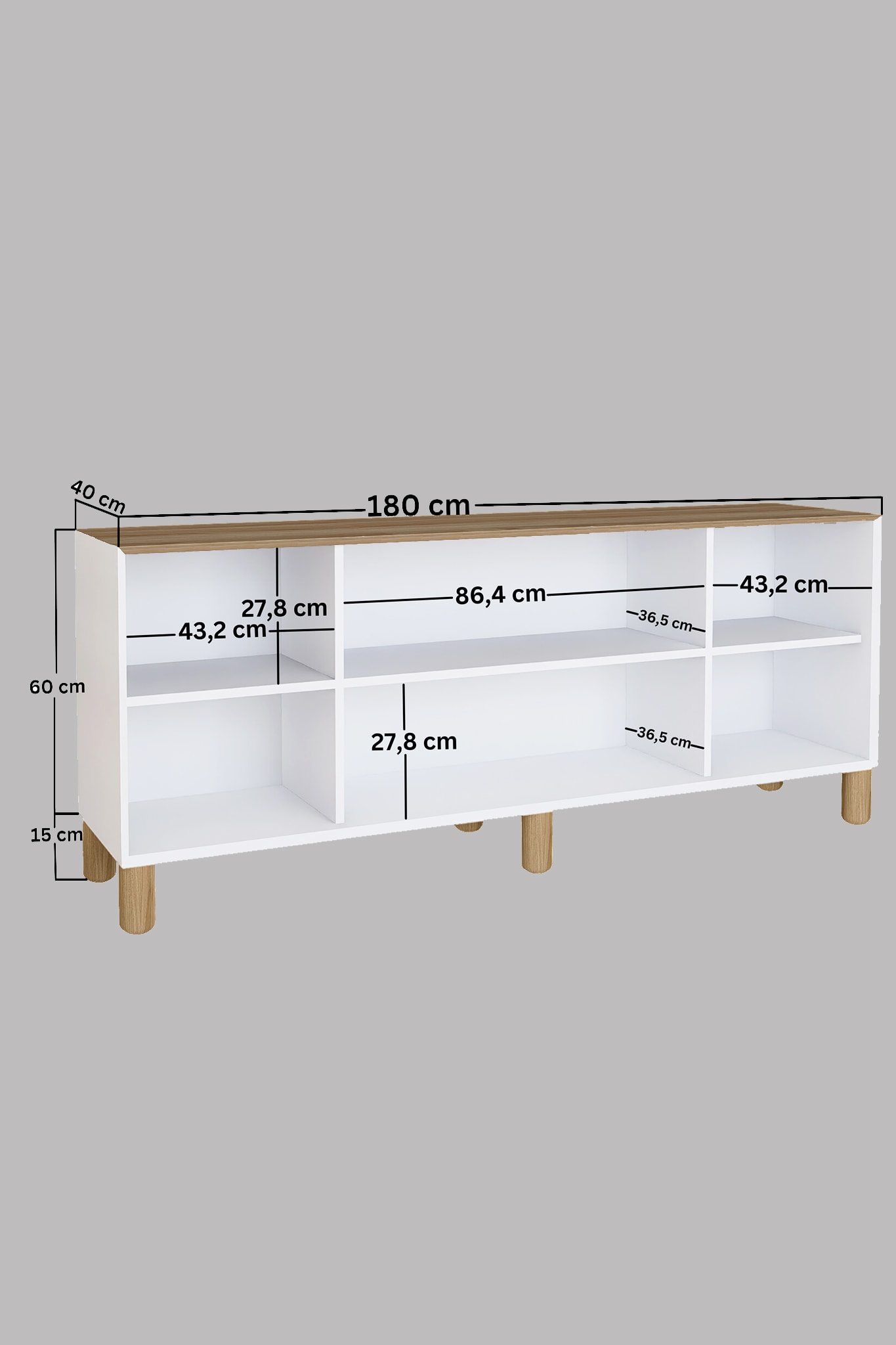 Bohem Serisi Natura 2 KAPAK Pvc Hasır Desen Mat Beyaz - Açık Ceviz Konsol
