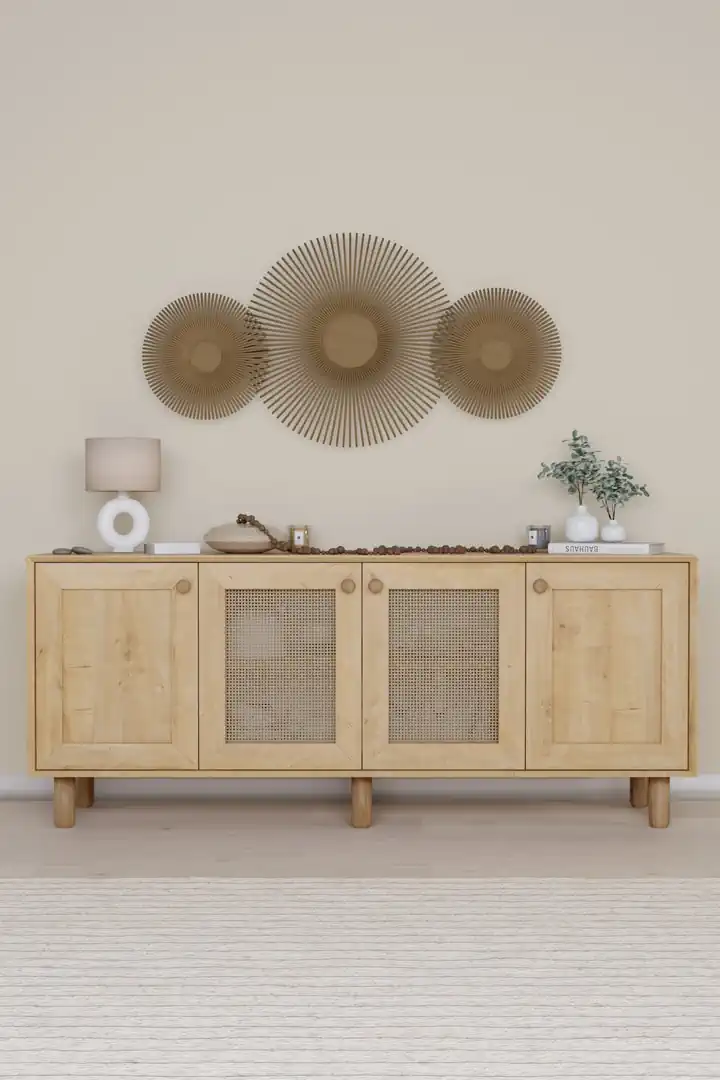 Bohem Serisi Natura 2 KAPAK Pvc Hasır Desen Ceviz - Meşe Konsol