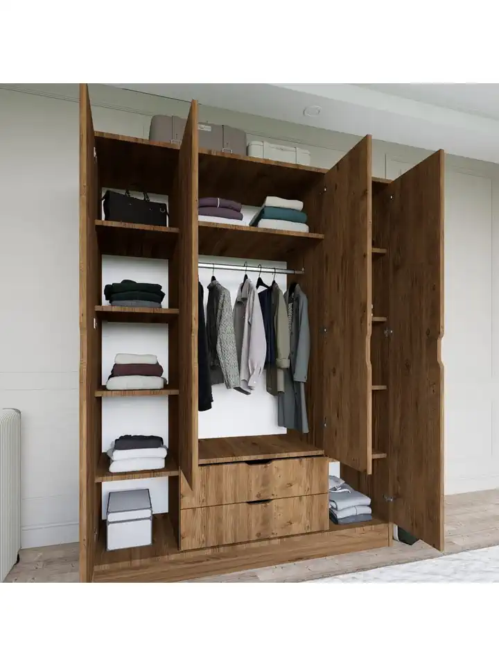 Atlas 4 Kapılı 2 Çekmeceli Gardırop