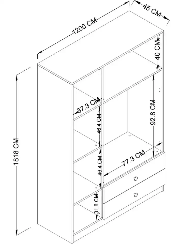 Yaman Çam 3 Kapılı 2 Çekmeceli Elbise Dolabı - Gardırop