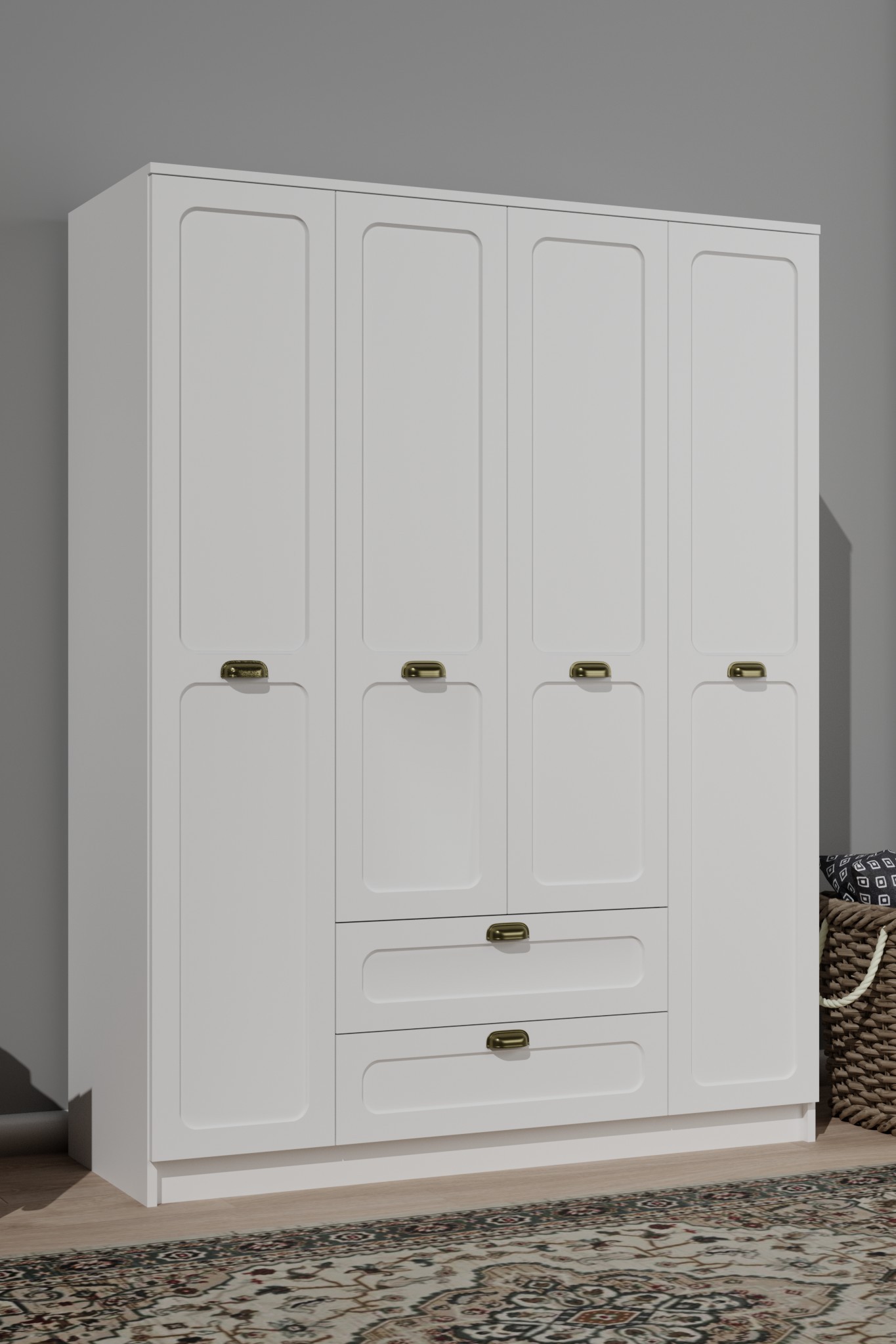 Alya 4 Kapaklı 140 Cm 11 Raflı, Askılı Elbise - Çok Amaçlı Gardırop