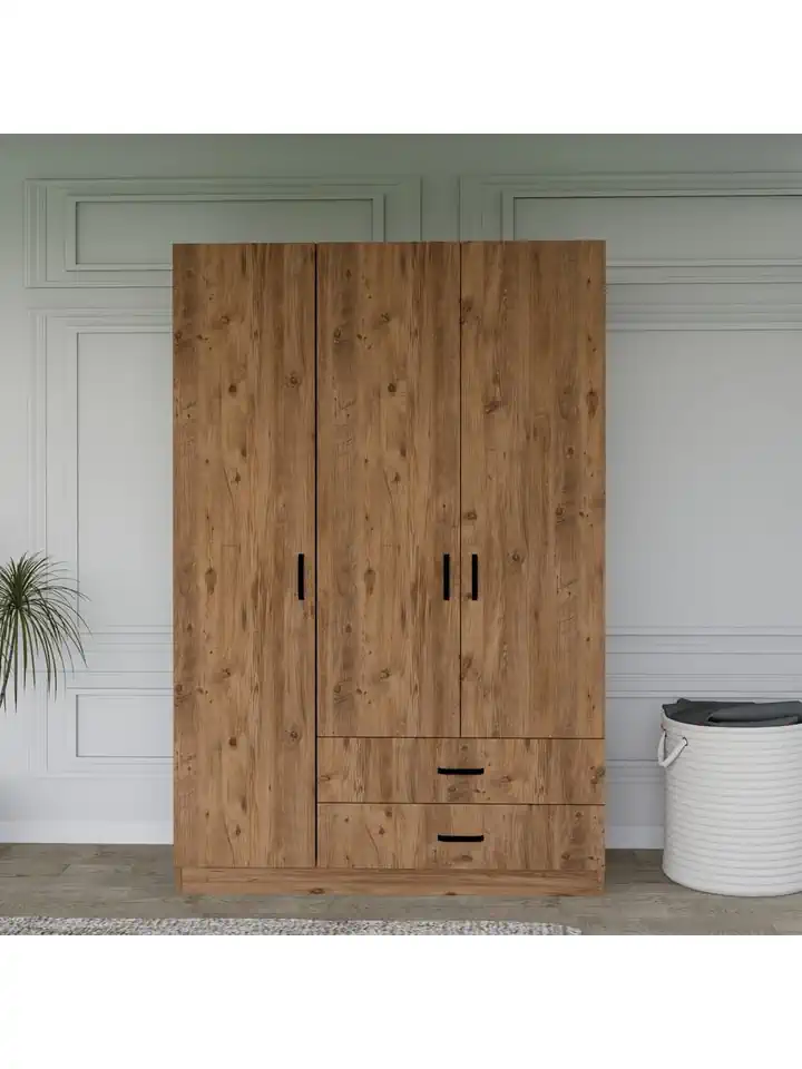 Yaman Çam 3 Kapılı 2 Çekmeceli Elbise Dolabı - Gardırop