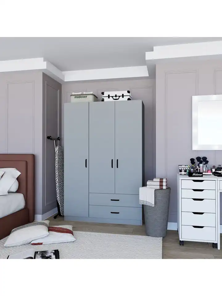 Yaman Luna 3 Kapılı 2 Çekmeceli Elbise Dolabı-Gardrop