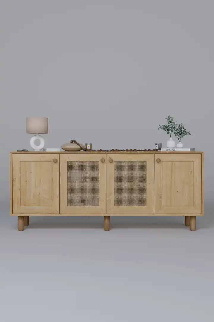 Bohem Serisi Natura 2 KAPAK Pvc Hasır Desen Ceviz - Meşe Konsol