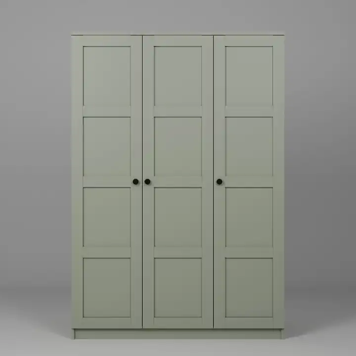 Lucas 3 Kapaklı, 6 Raf Bölmeli, Askılıklı Geniş Elbise Dolabı, Gardırop – Yeşil