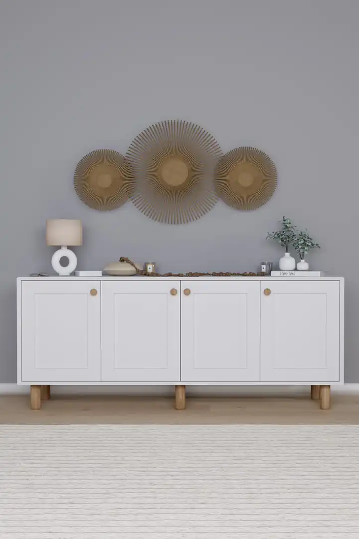 Natura Kapaklı Aynasız Bohem Ayaklı Konsol Beyaz 180 Cm