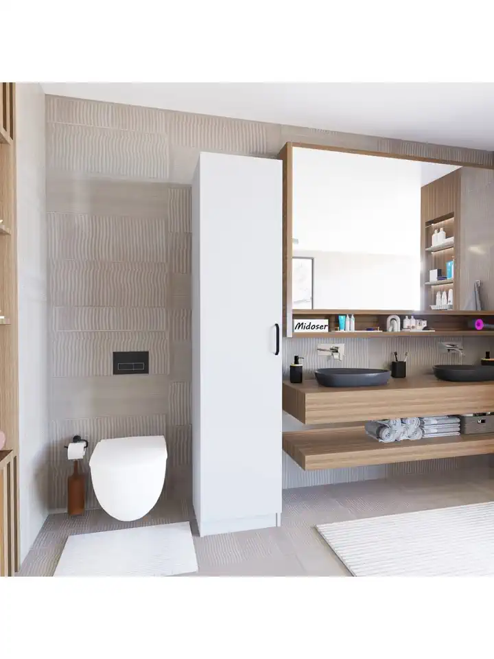 Yaman Mat Beyaz Tek Kapaklı 4 Raflı Çok Amaçlı Mutfak Kiler ve Banyo Dolabı