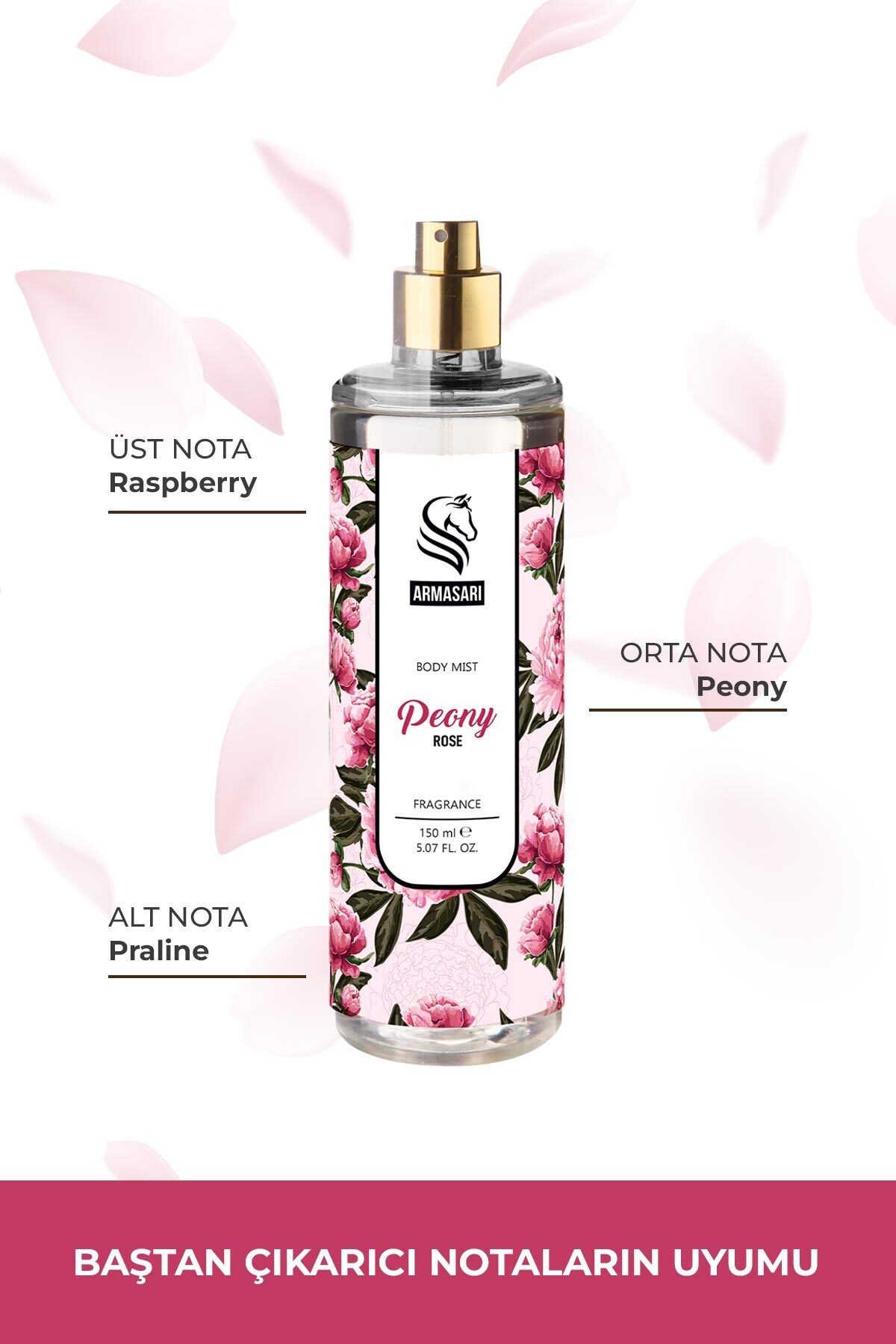 Peony Rose Parfümlü Kadın Vücut Spreyi Vücut Kokusu Vücut Misti Body Mist Spray 150ml