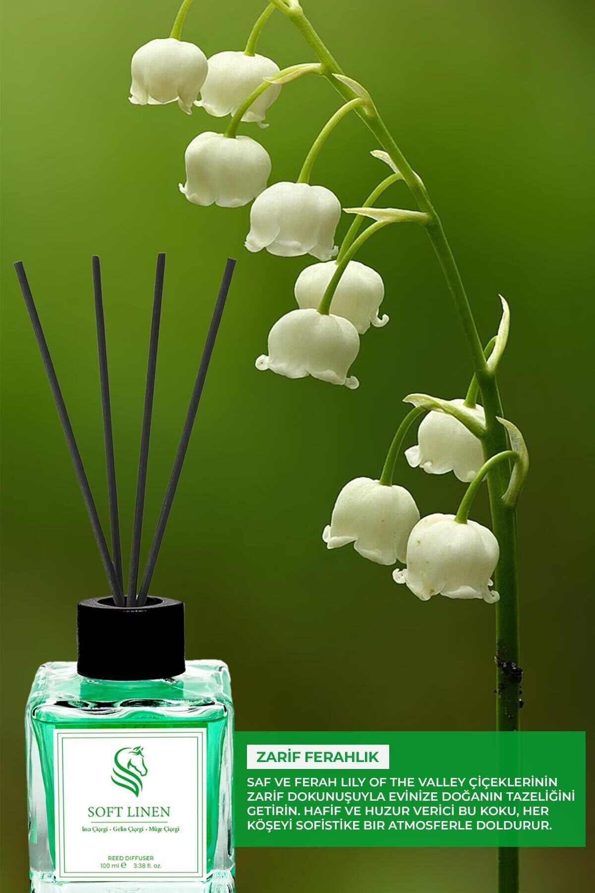 Inci Çiçeği Çubuklu Oda Kokusu Soft Linen Reed Diffuser 100ml