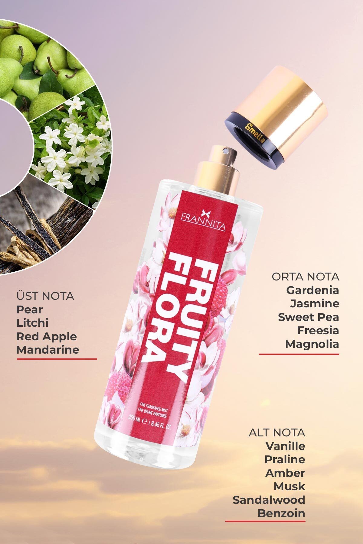Fruity Flora Parfümlü Kadın Vücut Spreyi Vücut Kokusu Vücut Misti Body Mist Spray 250ml