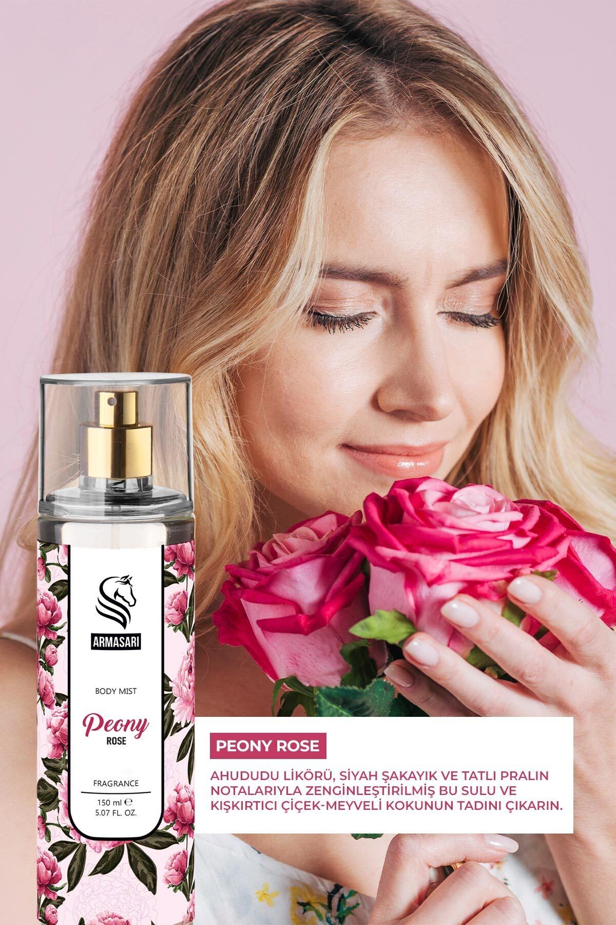 Peony Rose Parfümlü Kadın Vücut Spreyi Vücut Kokusu Vücut Misti Body Mist Spray 150ml