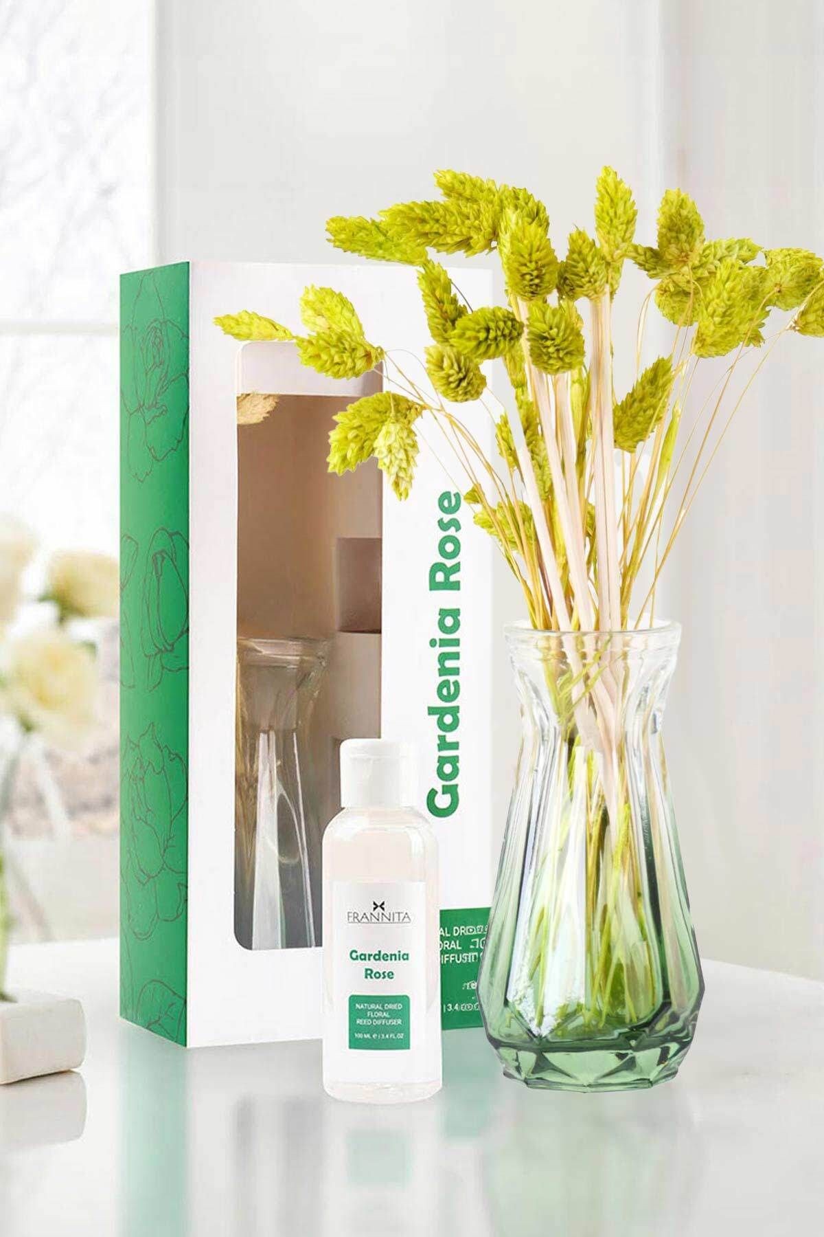 Gardenia Rose Cam Vazolu Çiçekli Refilli Dekoratif Oda Kokusu 100ml