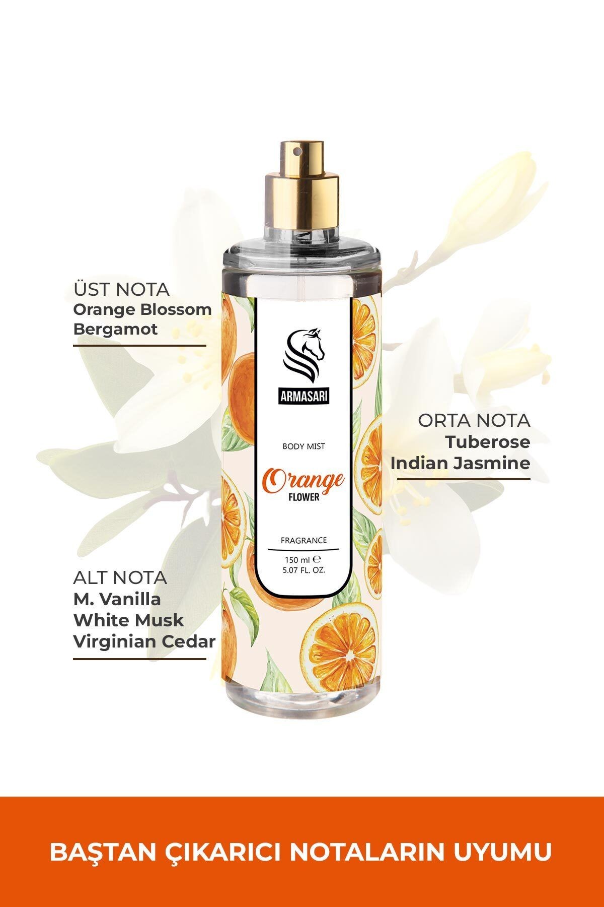 Orange Flower Parfümlü Kadın Vücut Spreyi Vücut Kokusu Vücut Misti Body Mist Spray 150ml
