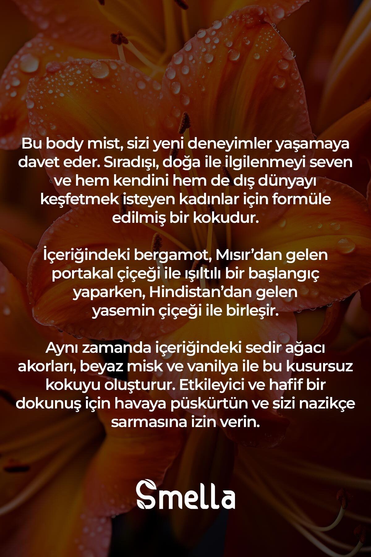 Orange Flower Parfümlü Kadın Vücut Spreyi Vücut Kokusu Vücut Misti Body Mist Spray 150ml