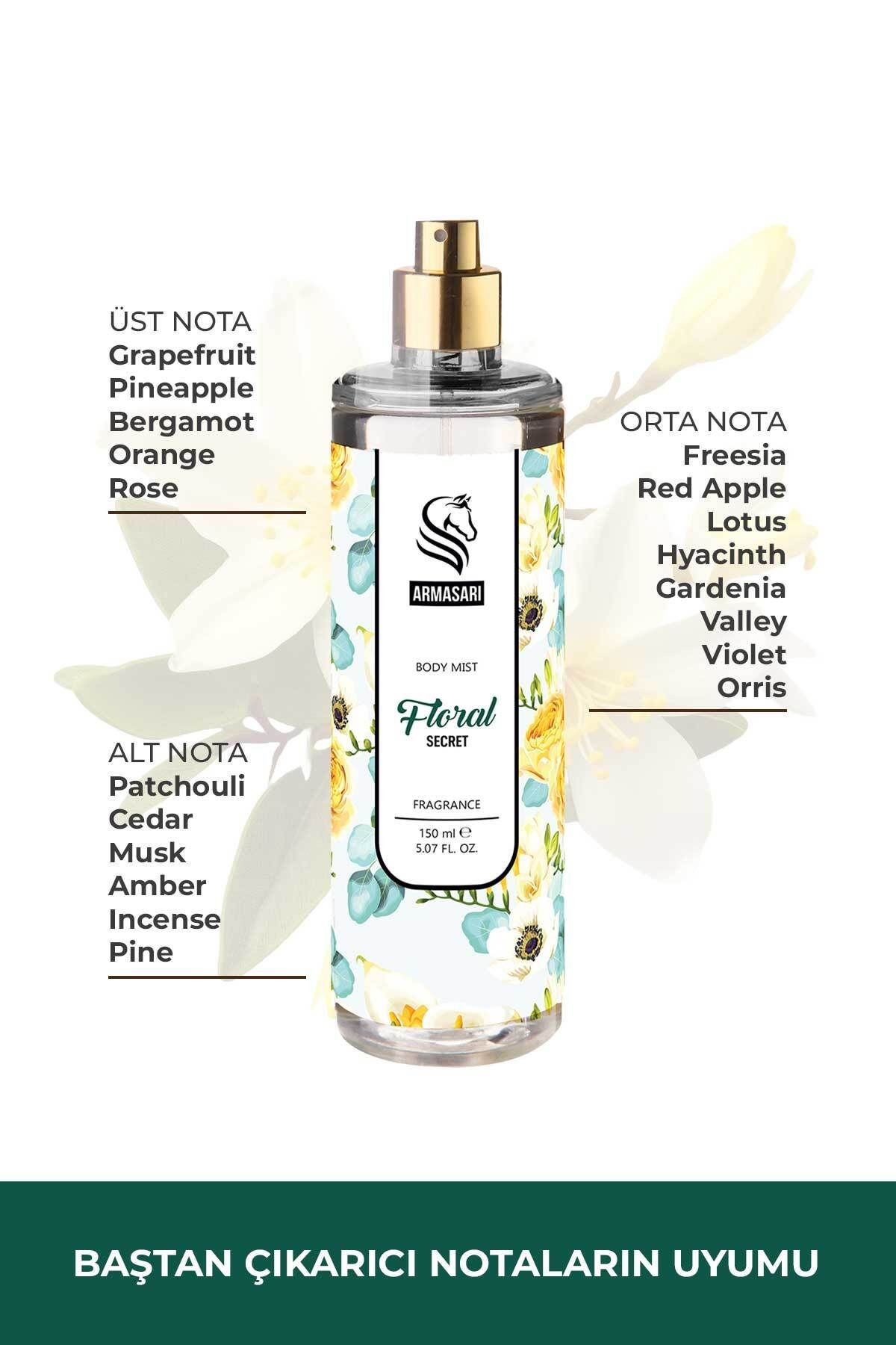 Floral Secret Parfümlü Kadın Vücut Spreyi Vücut Kokusu Vücut Misti Body Mist Spray 150ml