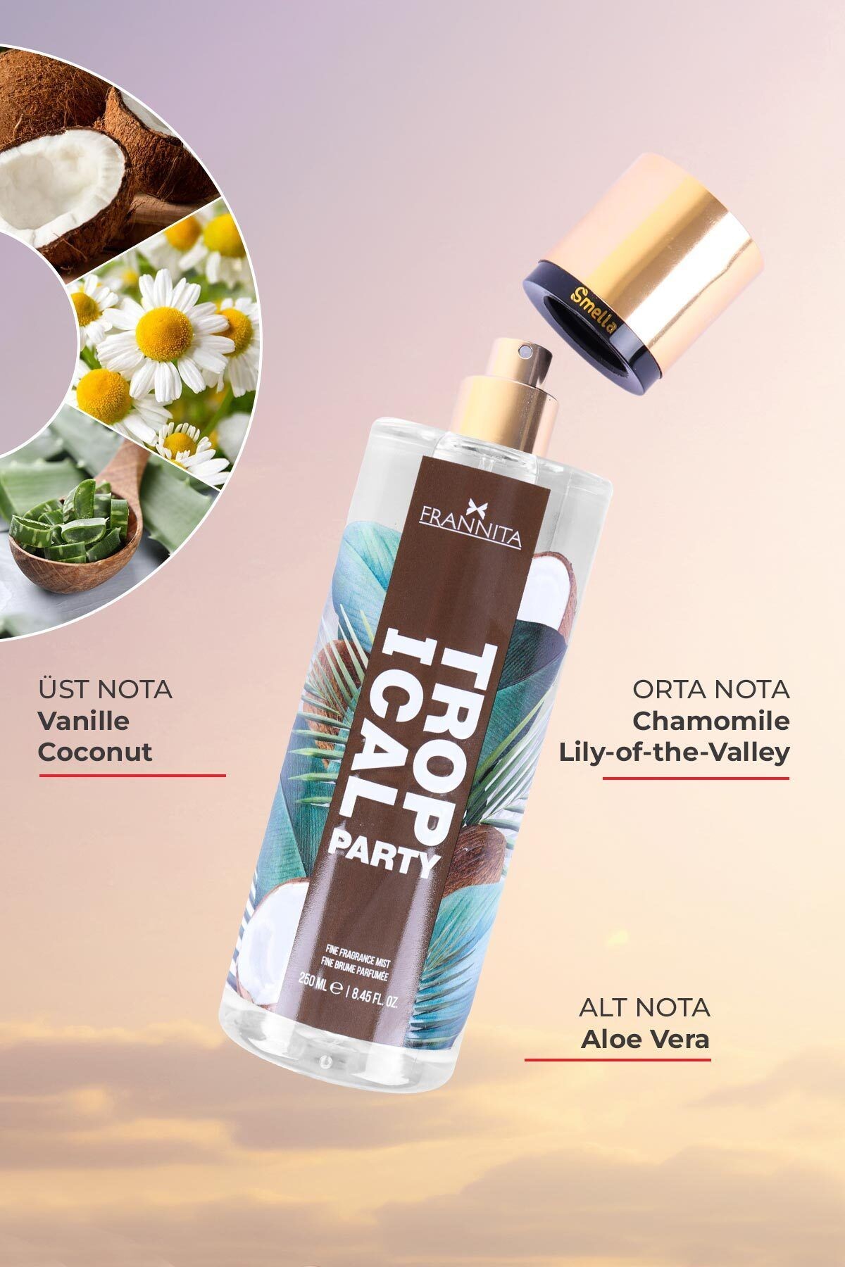 Tropical Party Parfümlü Kadın Vücut Spreyi Vücut Kokusu Vücut Misti Body Mist Spray 250ml