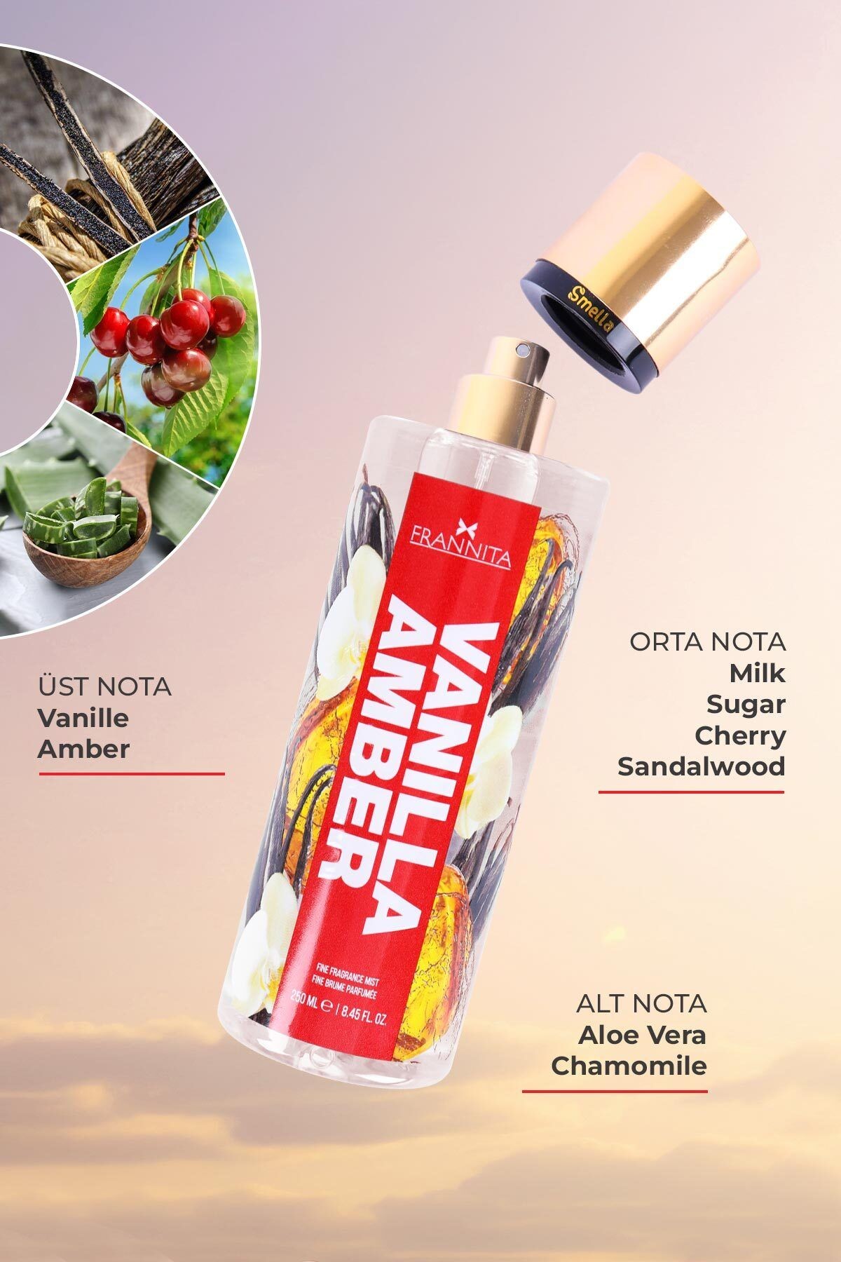 Vanilla Amber Parfümlü Kadın Vücut Spreyi Vücut Kokusu Vücut Misti Body Mist Spray 250ml