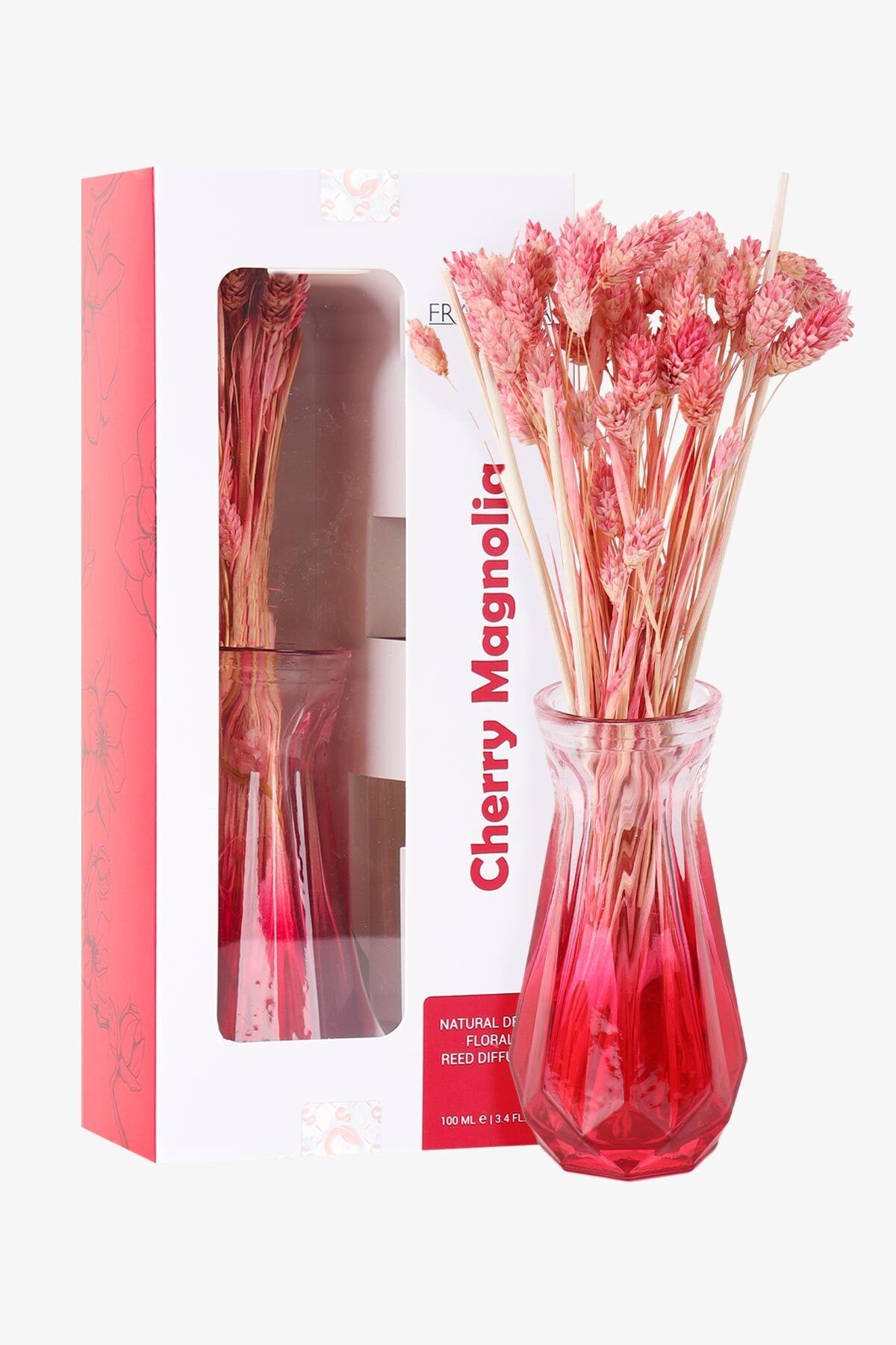 Cherry Magnolia Çiçekli Cam Vazolu Refilli Dekoratif Oda Kokusu 100ml