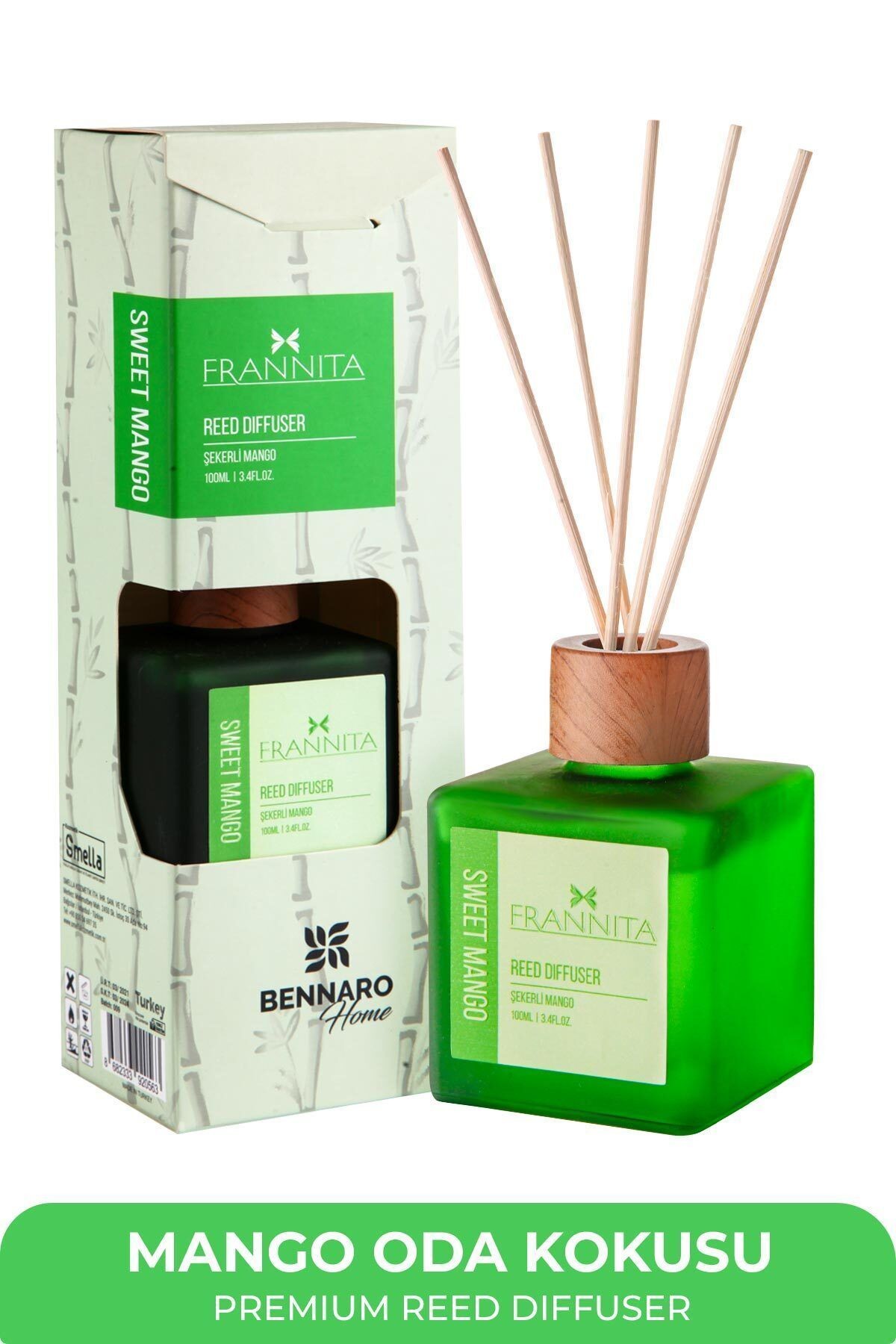 Şekerli Mango Premium Çubuklu Oda Kokusu Sweet Mango Reed Diffuser 100ml