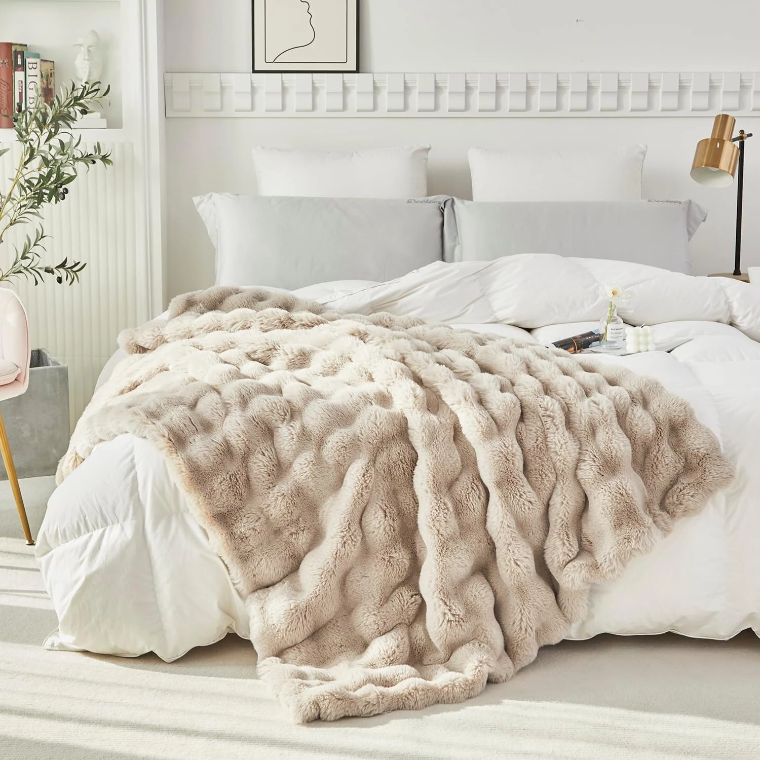  Liora Tek ve Çift Kişilik Kürk Yatak Örtüsü / Yorgan Seti 