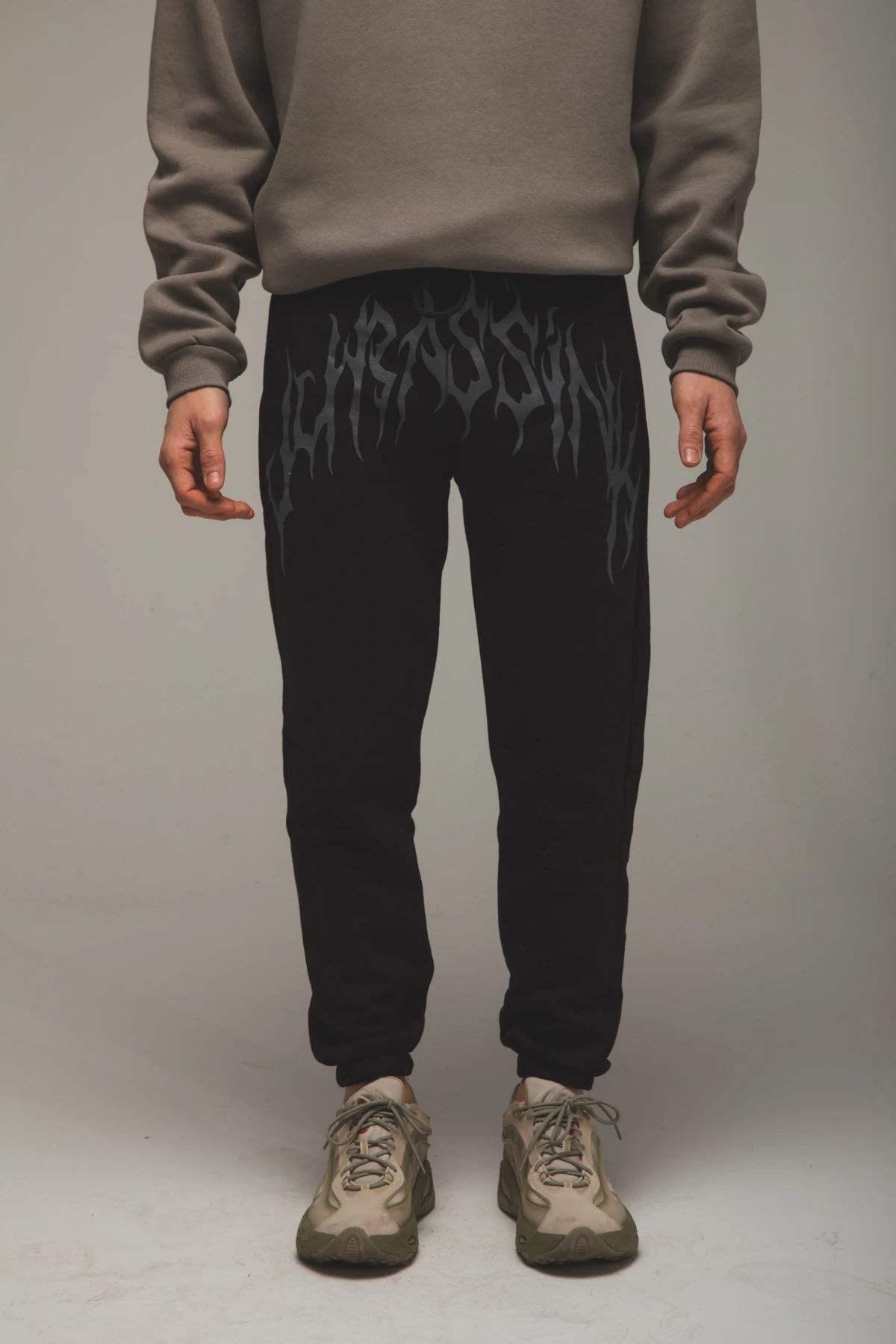 Erkek Baskılı Siyah Jogger Eşofman Altı