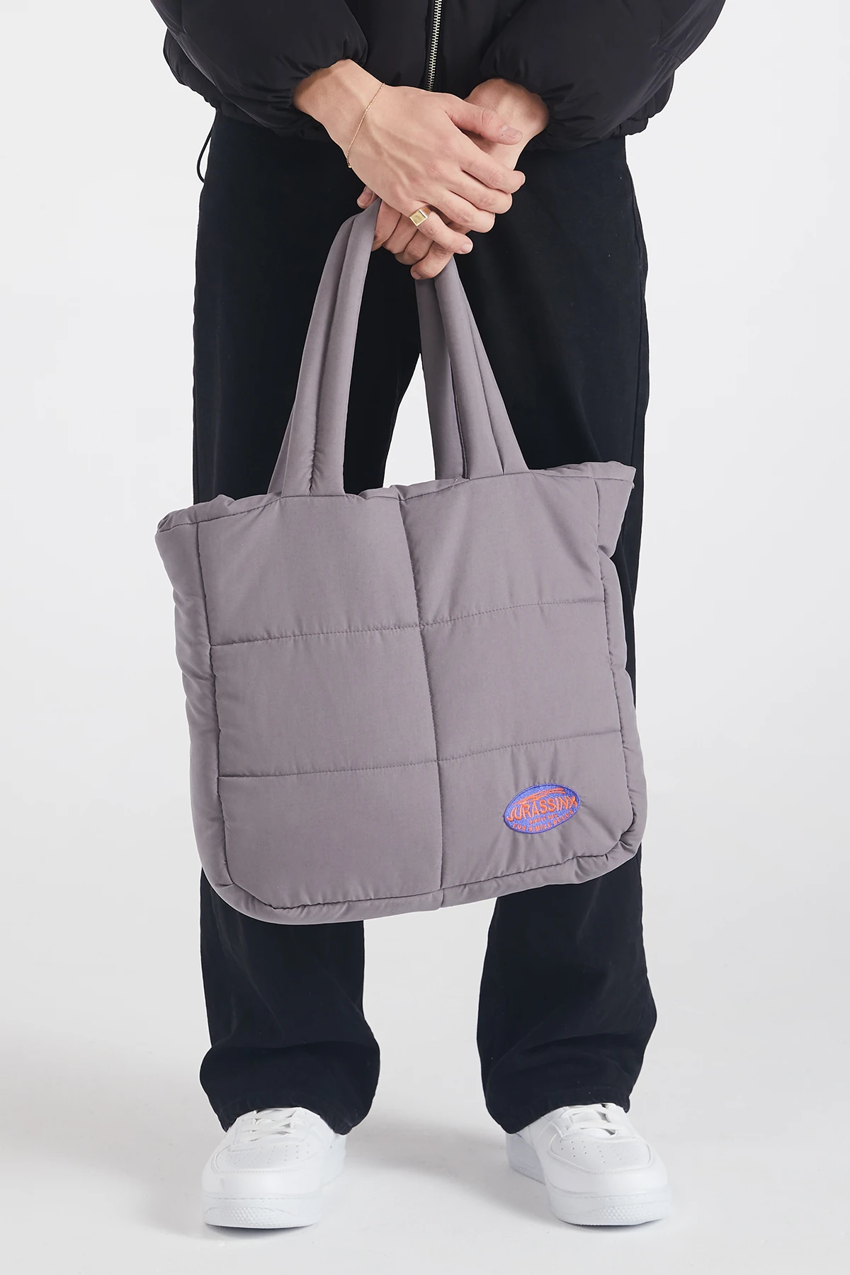 Unisex Gri Simple Bag Puffer Çanta