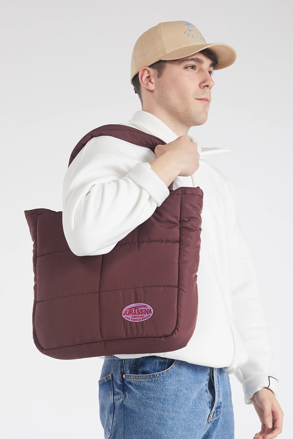 Unisex Kahverengi Simple Bag Puffer Çanta