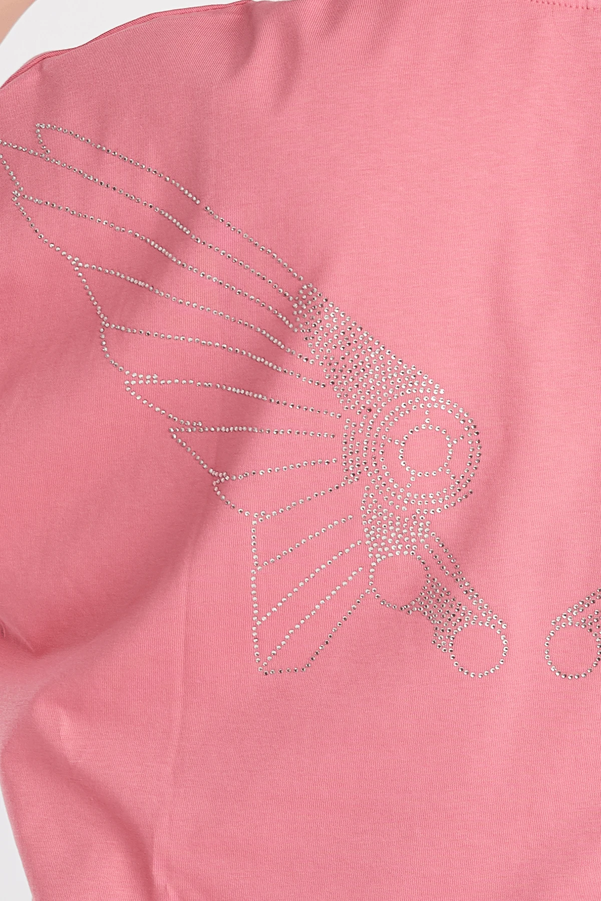 Erkek Sırtı Rhinestone Baskılı Kısa Kollu Oversize T-shirt