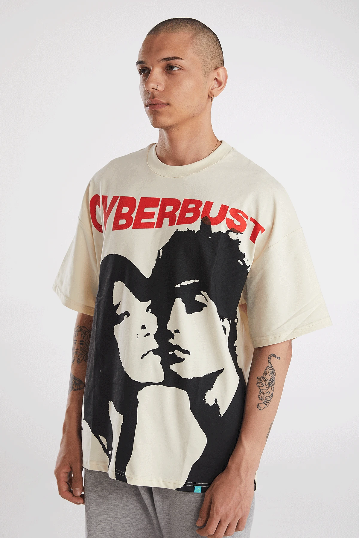 Erkek Lovers Baskılı Kısa Kollu Oversize T-shirt