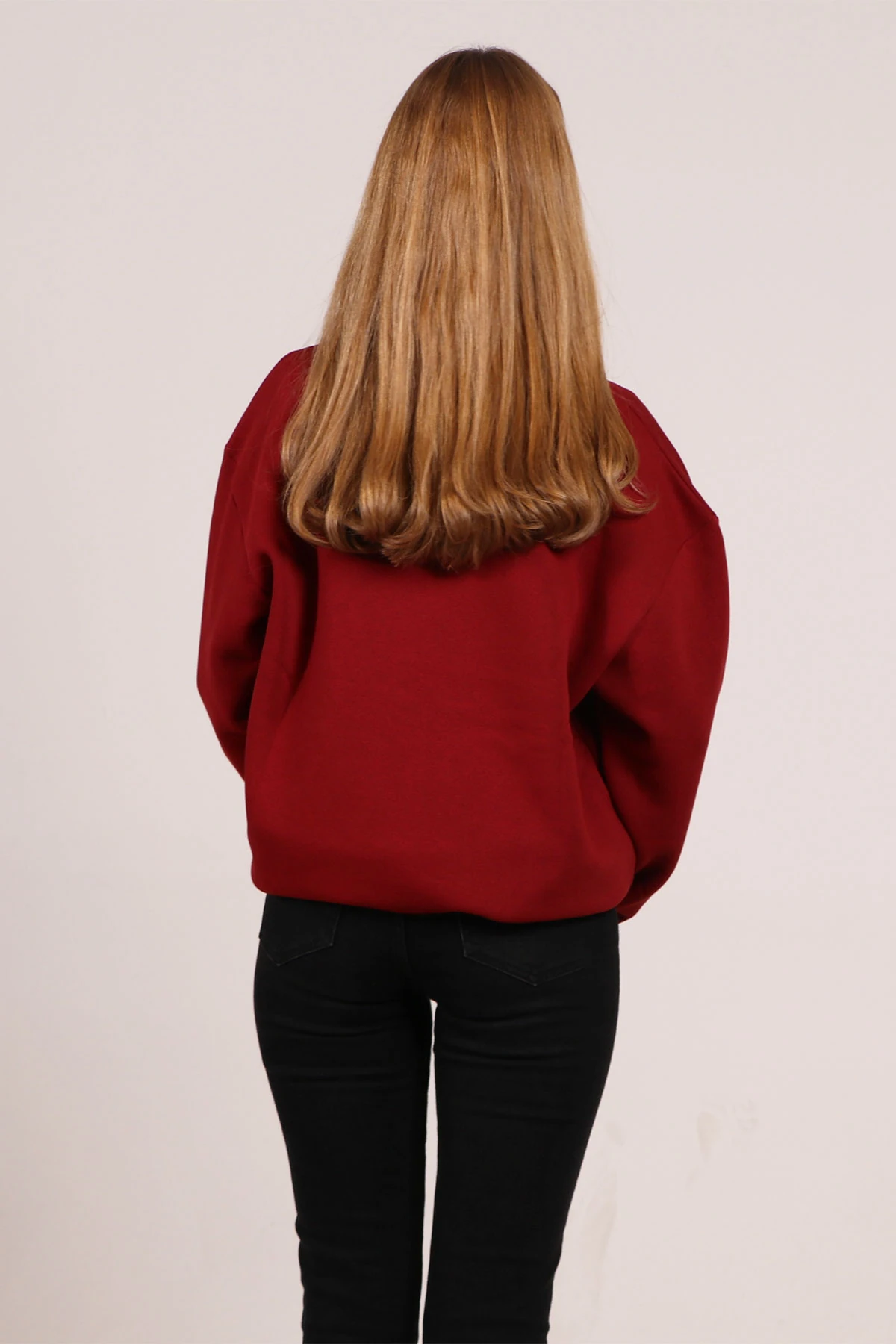 Kadın Nakış İşlemeli Bisiklet Yaka Sweatshirt