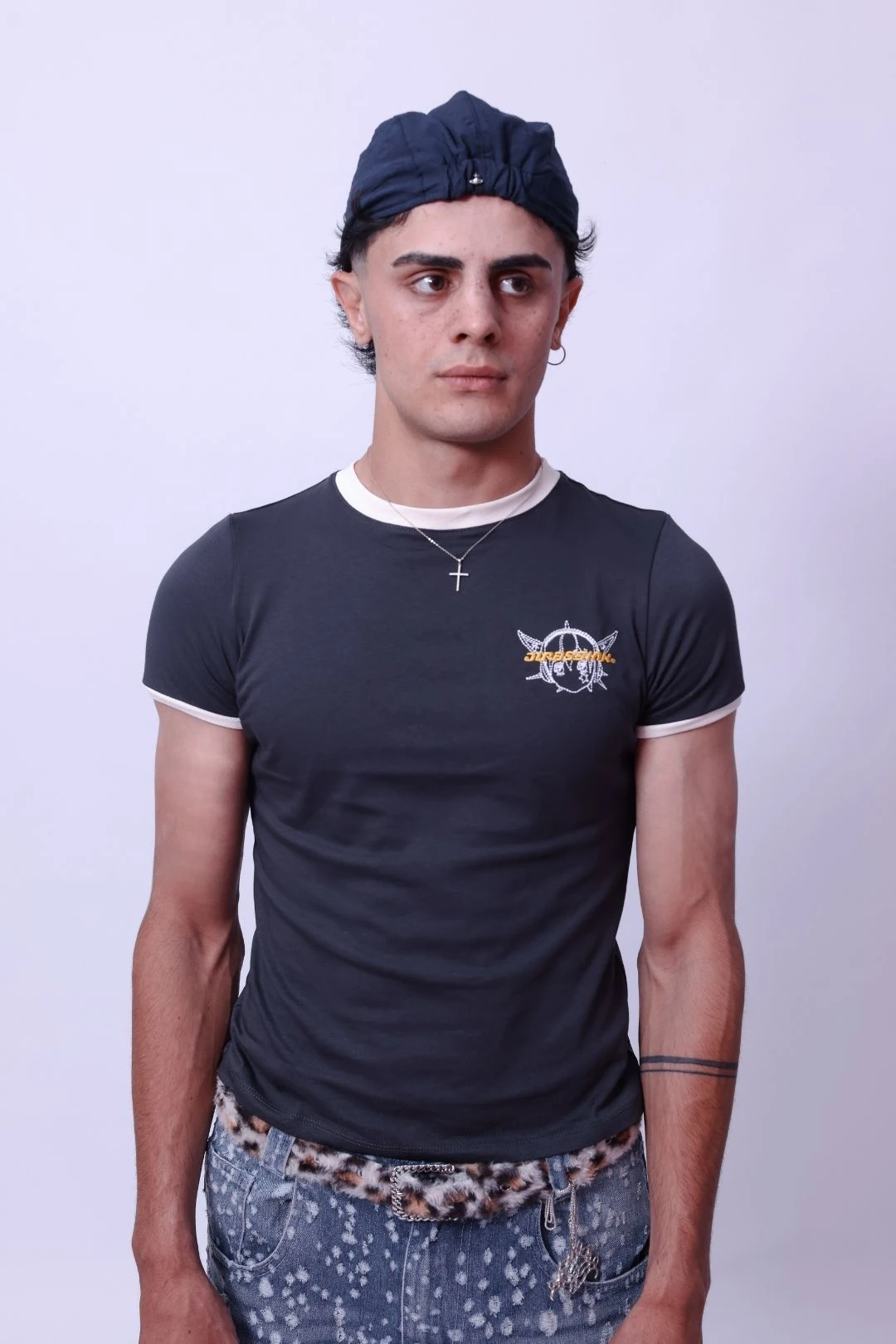 Astra Nakışlı Antrasit Kısa kollu Basic Erkek T-shirt