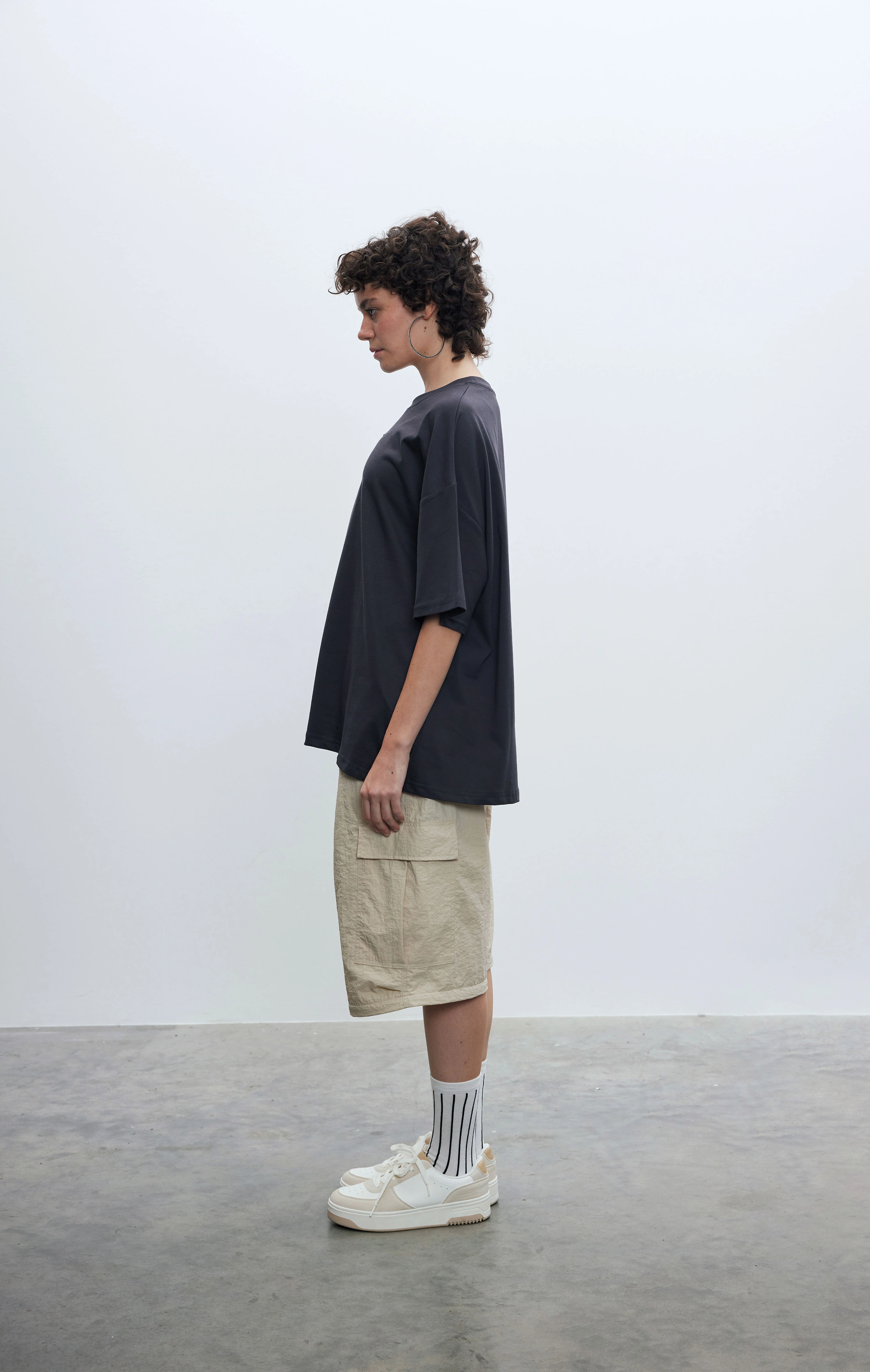 Kadın Metal JR Logolu Basic Haki T-shirt