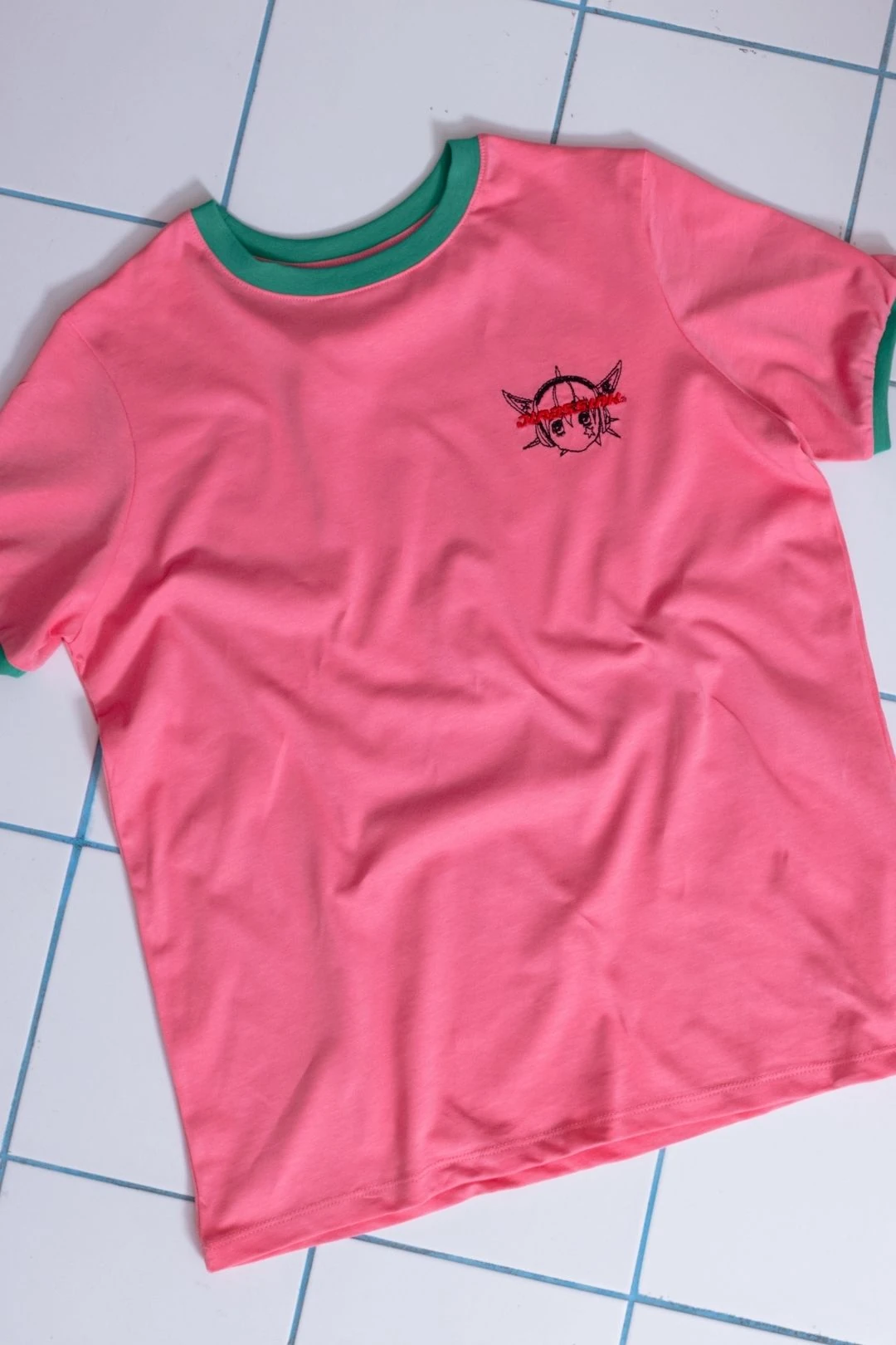 Astra Nakışlı Pembe Kısa kollu Basic Kadın T-shirt