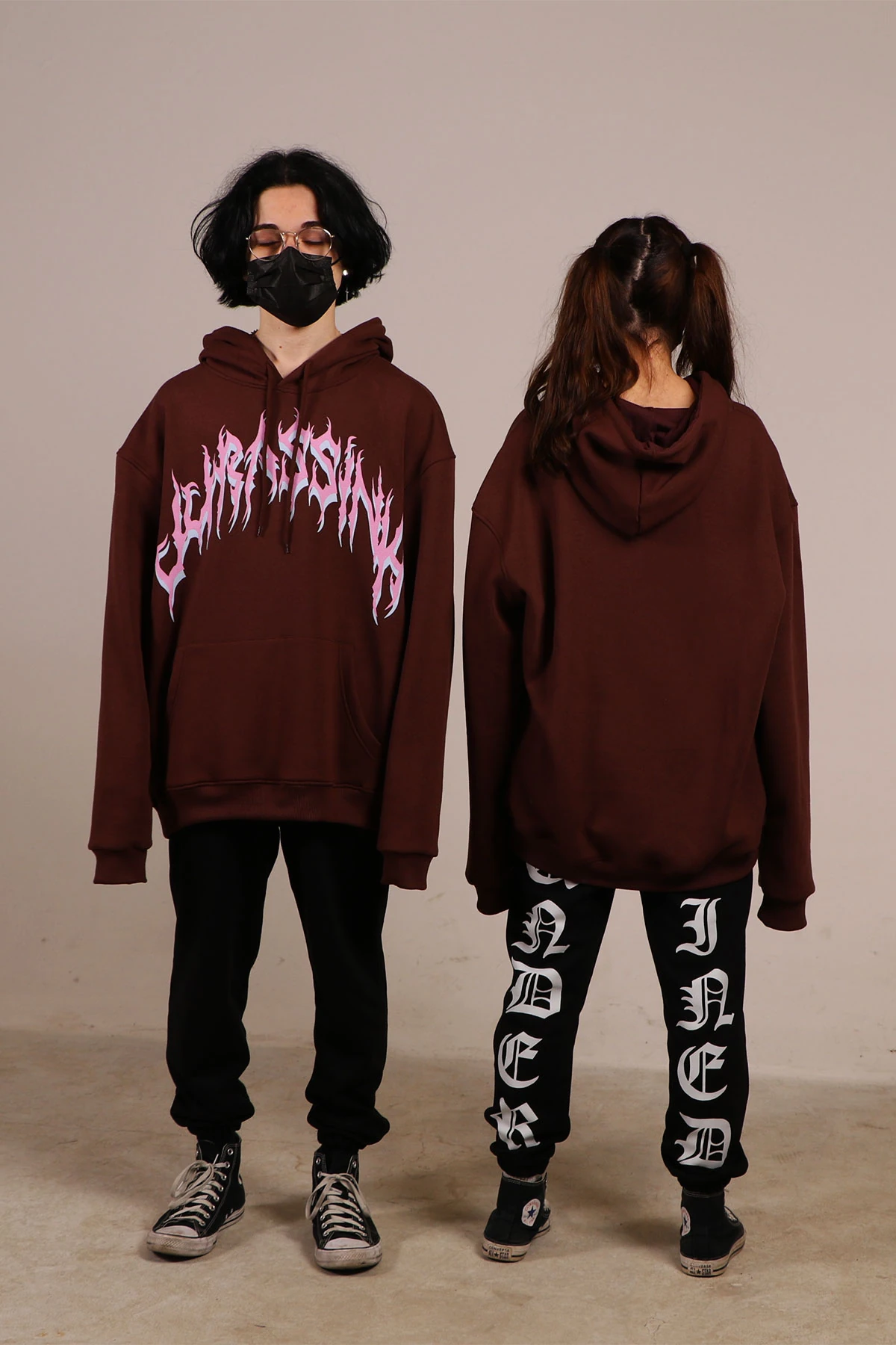 Erkek Baskılı Kapüşonlu Sweatshirt