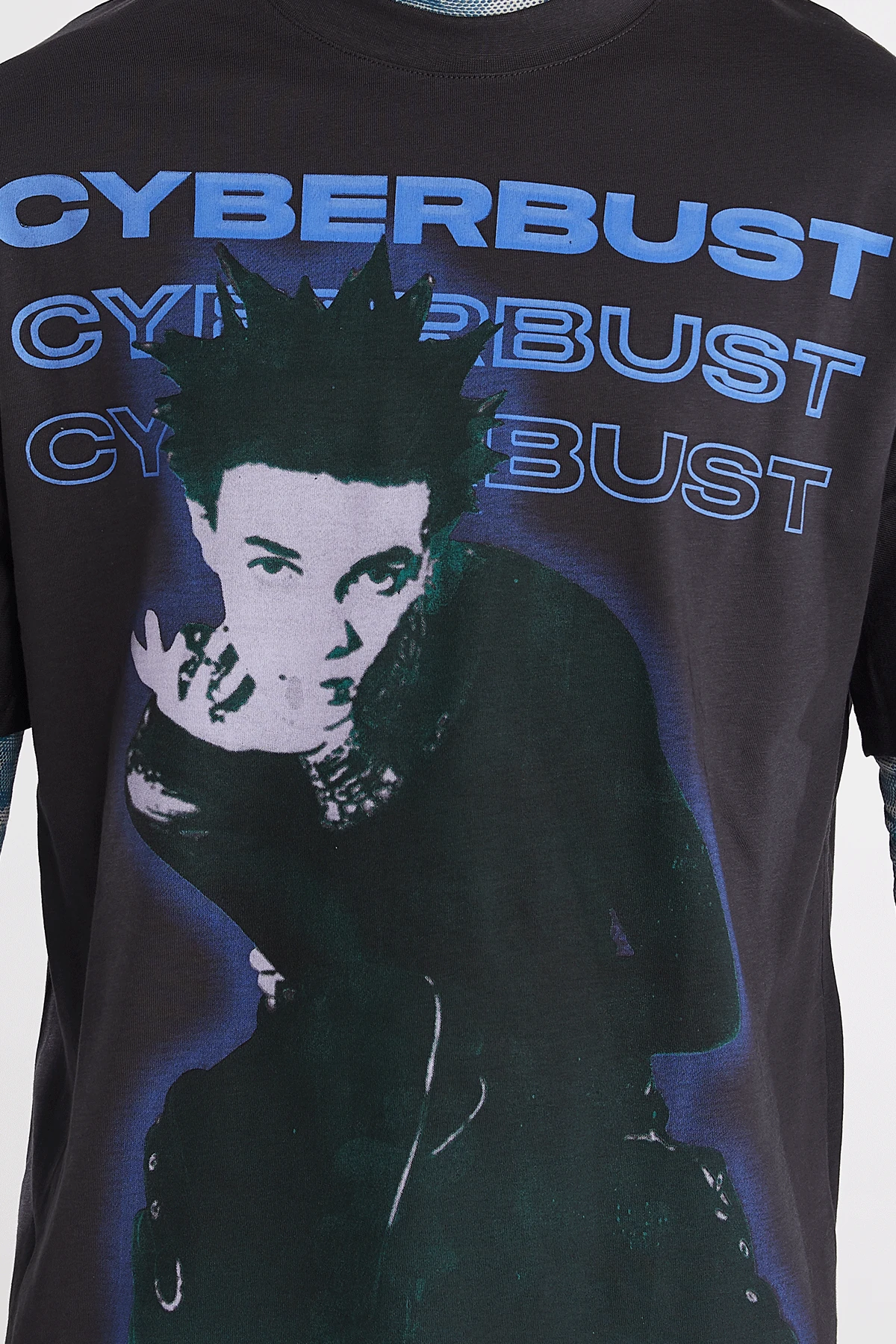 Erkek Cyber Junky Baskılı Kısa Kollu Oversize T-shirt