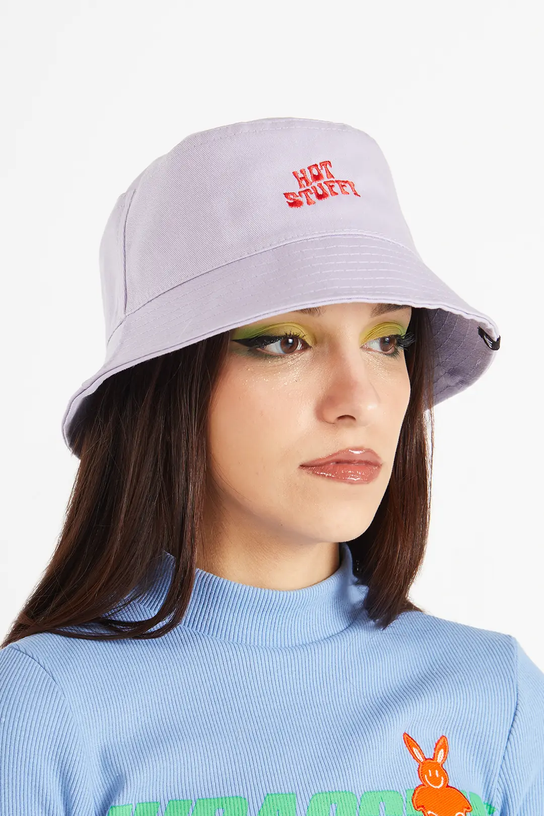 Kadın Nakış işlemeli Lila Bucket Şapka