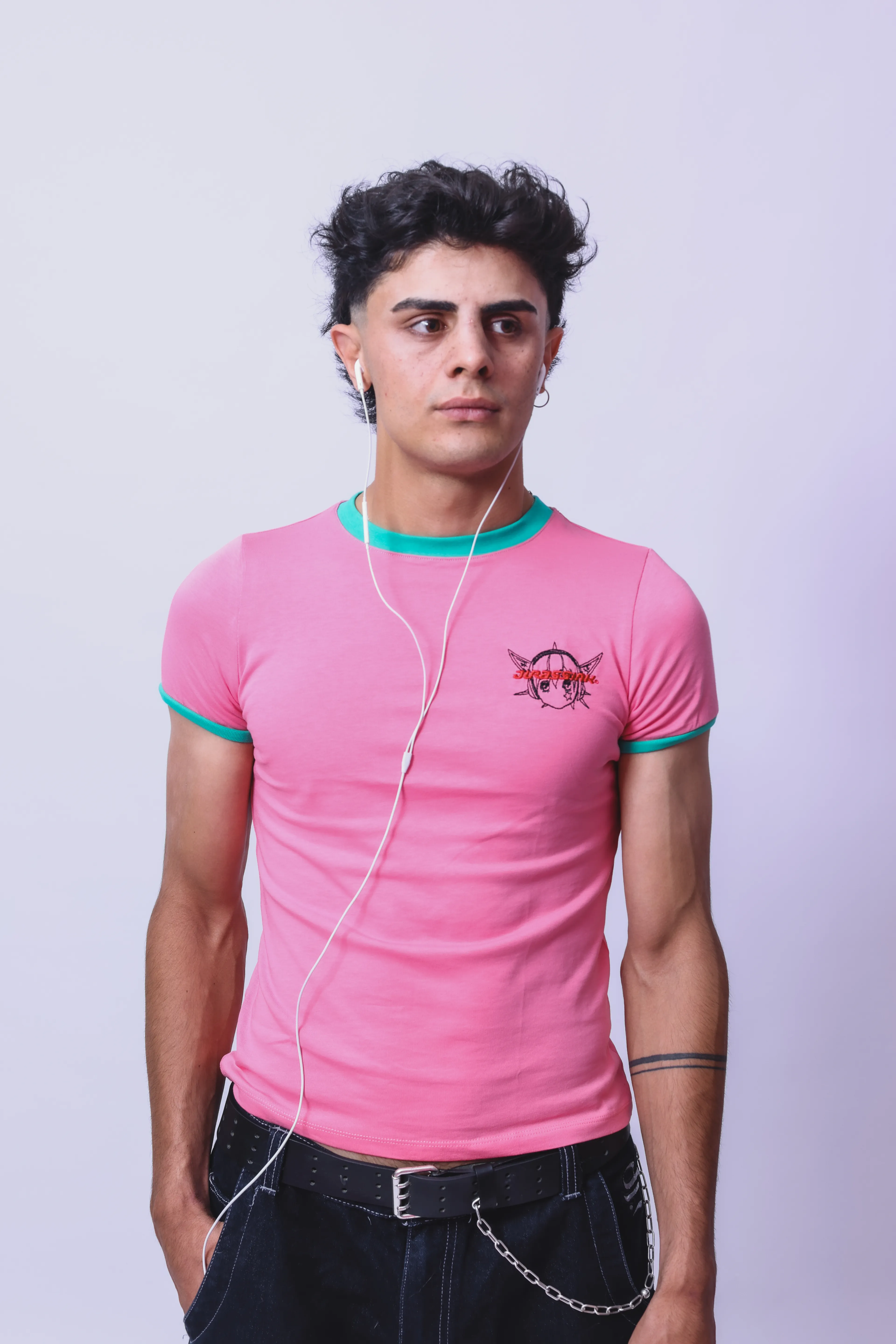 Astra Nakışlı Pembe Kısa kollu Basic Erkek T-shirt