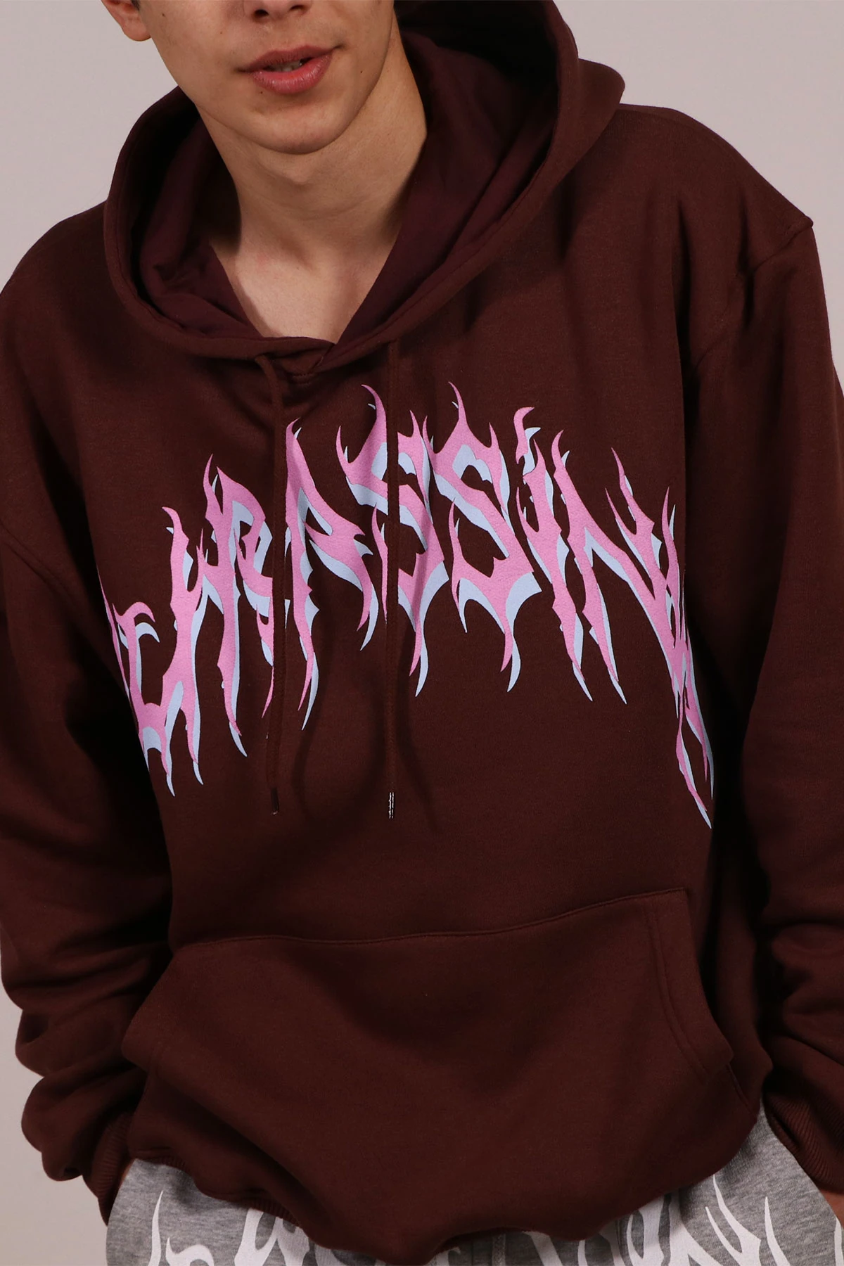 Erkek Baskılı Kapüşonlu Sweatshirt