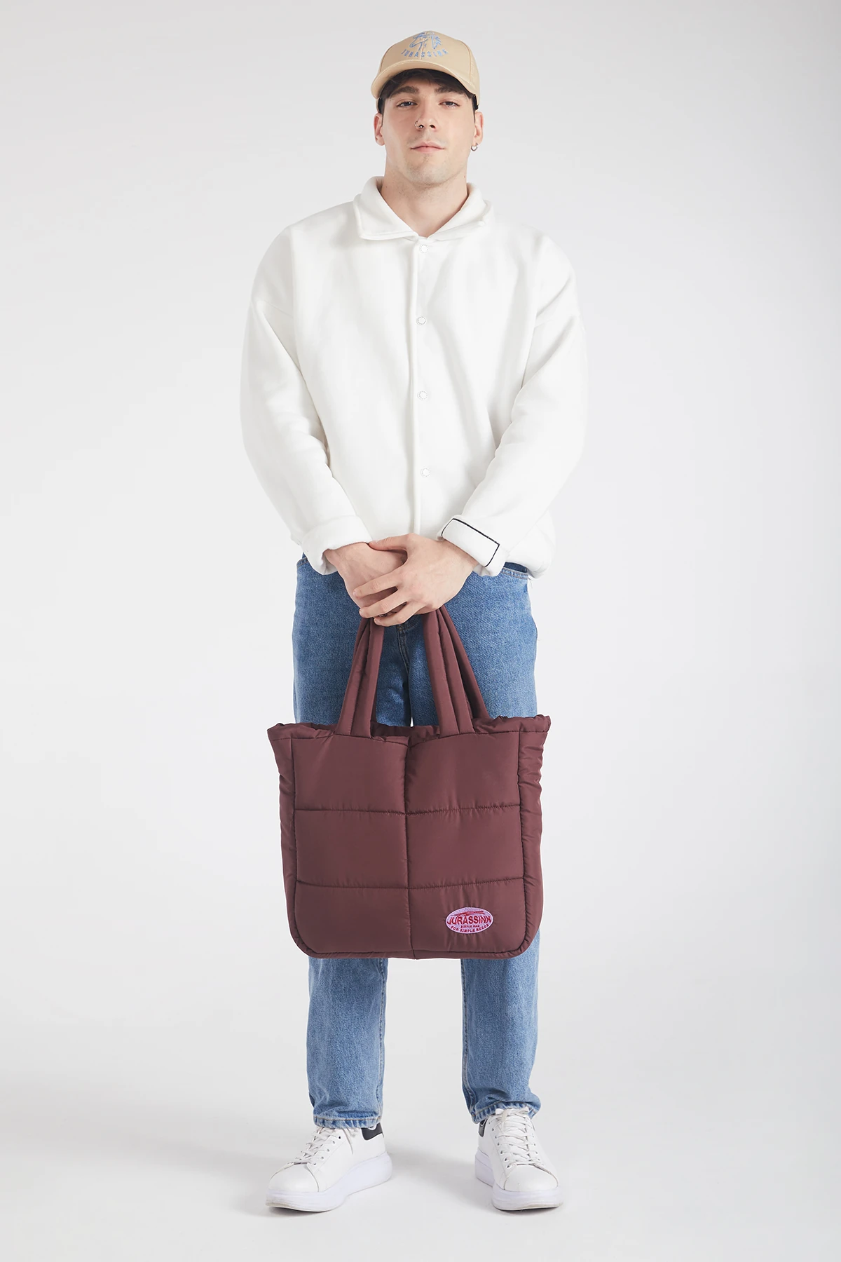 Unisex Kahverengi Simple Bag Puffer Çanta