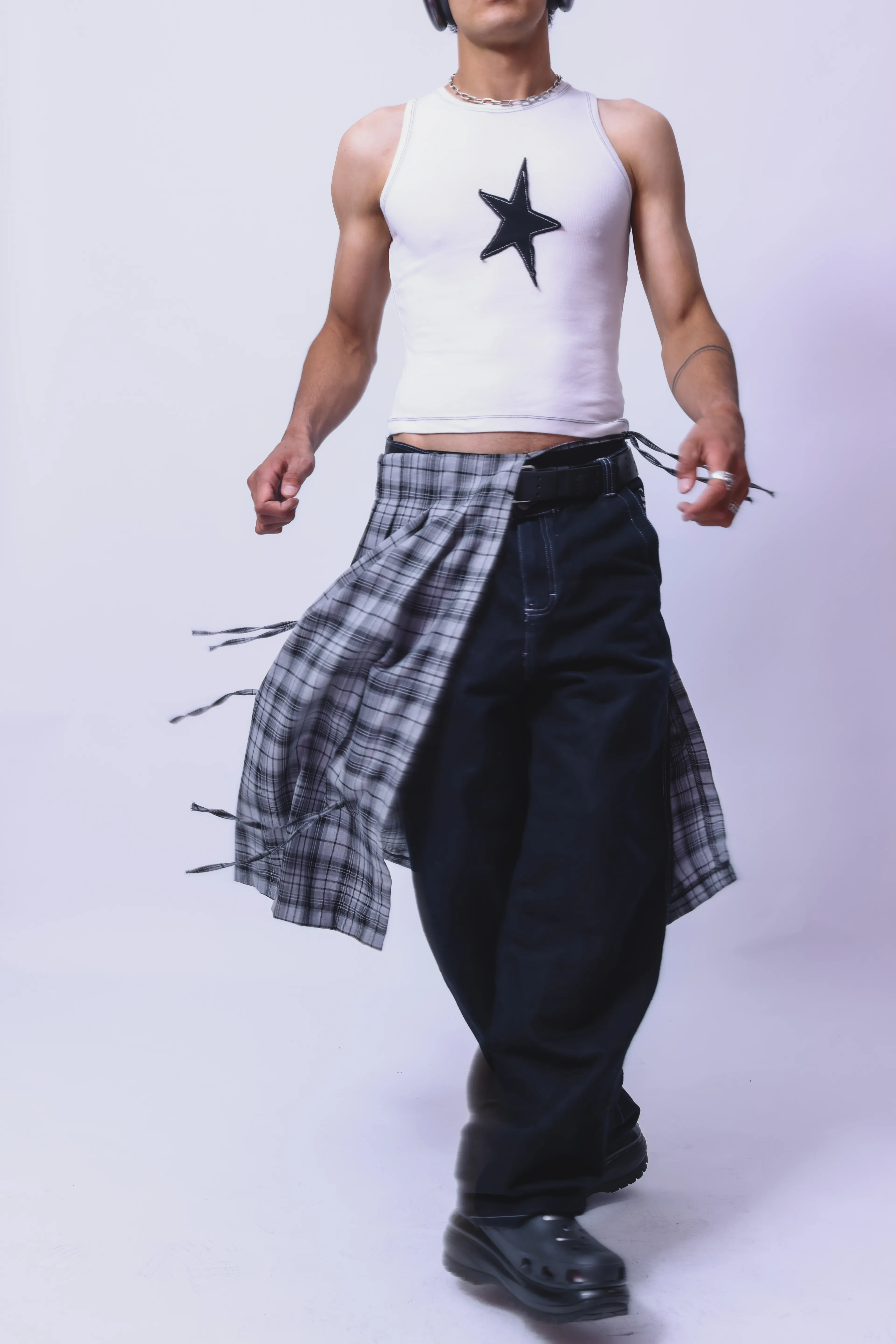 Antrasit Ekose Erkek Layer Kemer