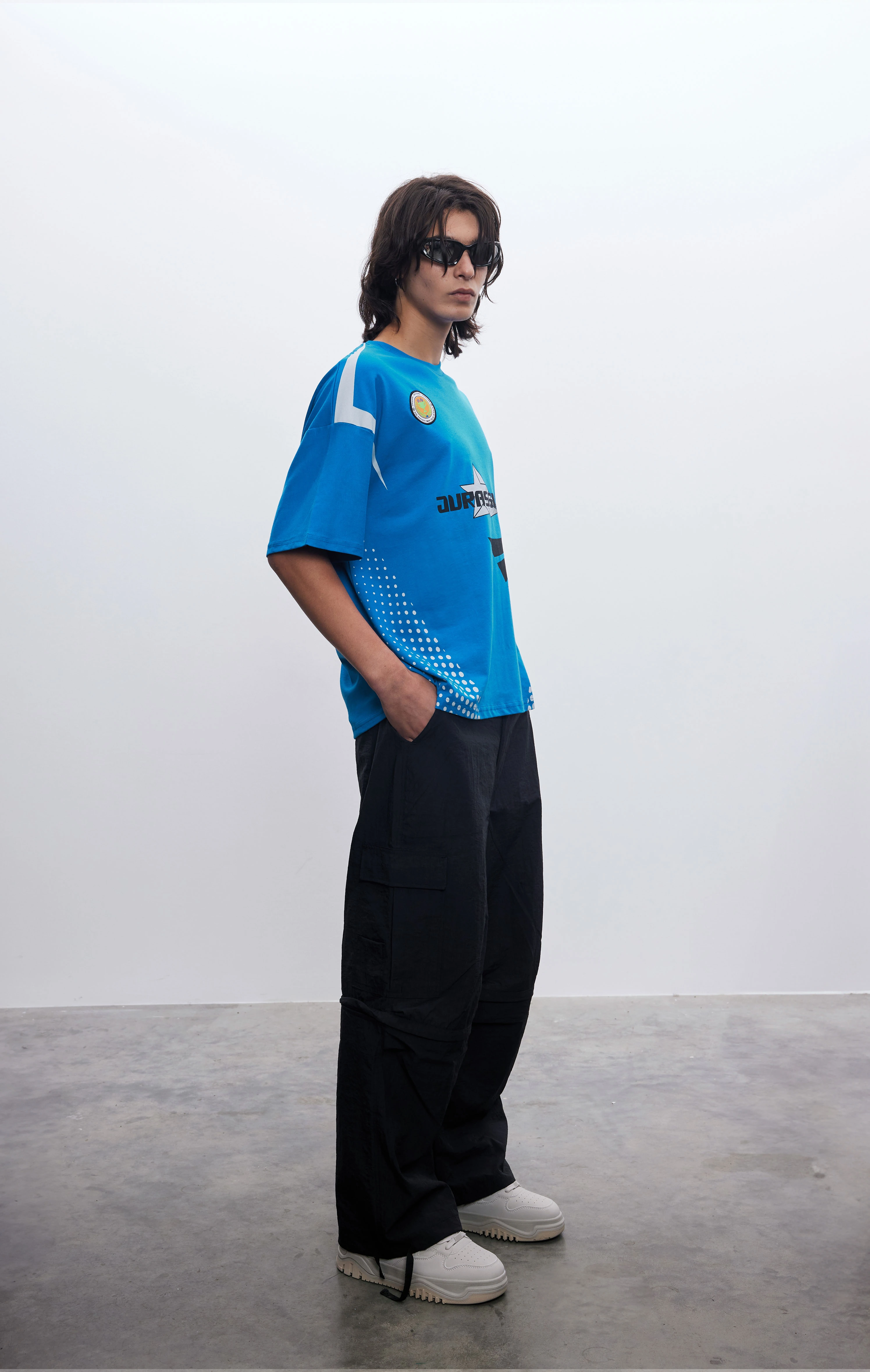 Erkek Frontrunner Mavi Jersey T-shirt