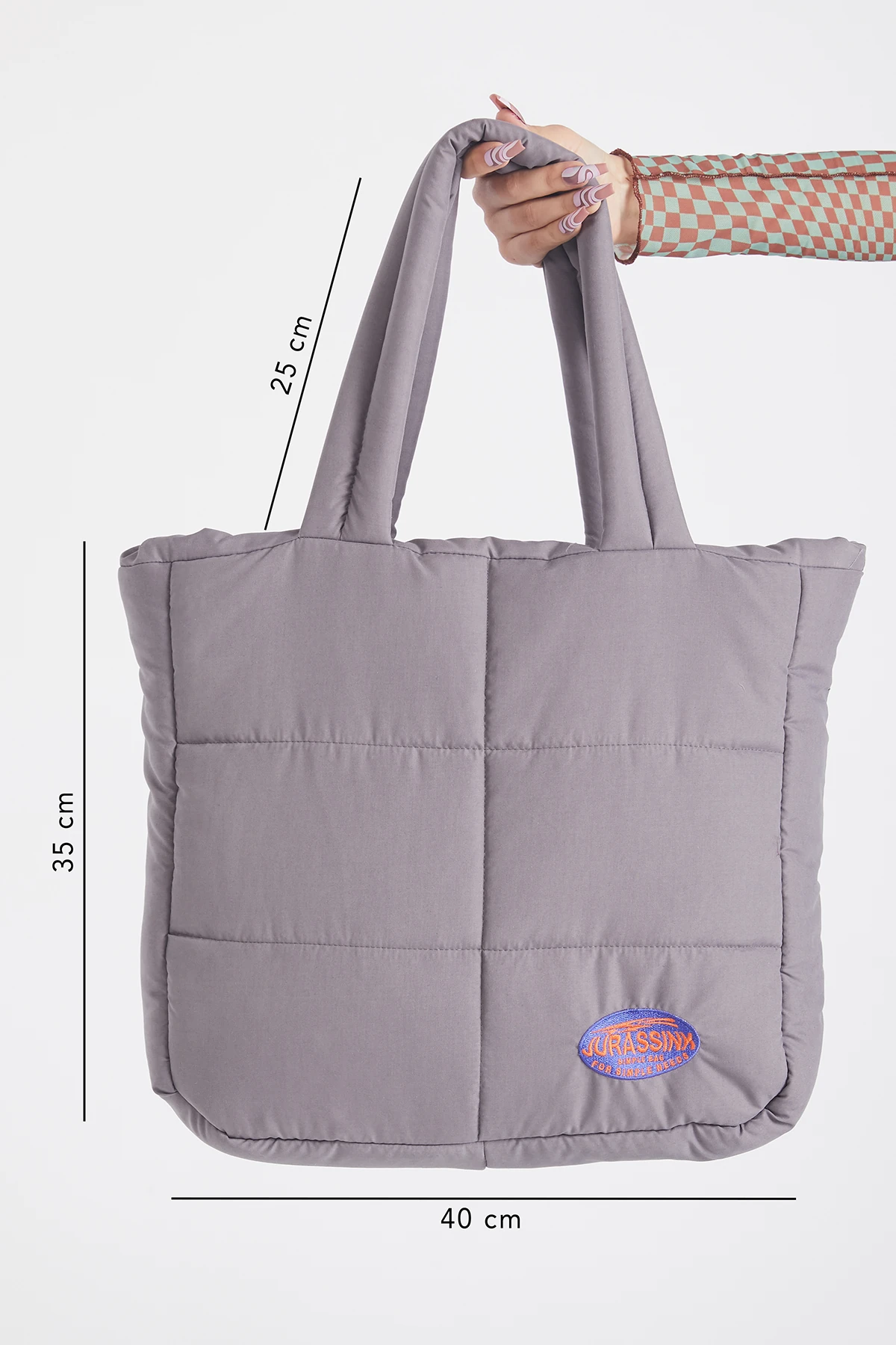 Unisex Gri Simple Bag Puffer Çanta