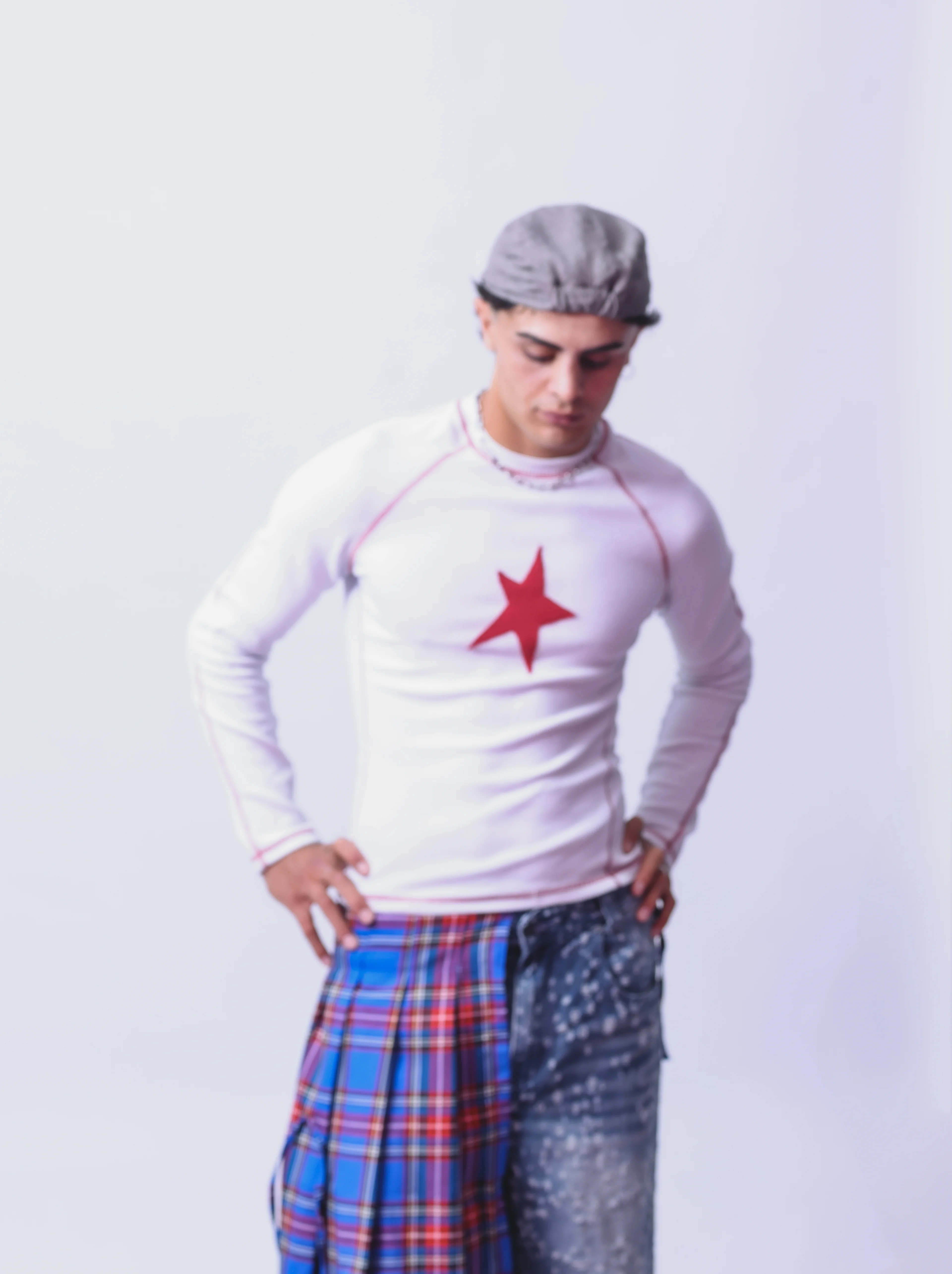 Kobalt Mavi Ekose Erkek Layer Kemer